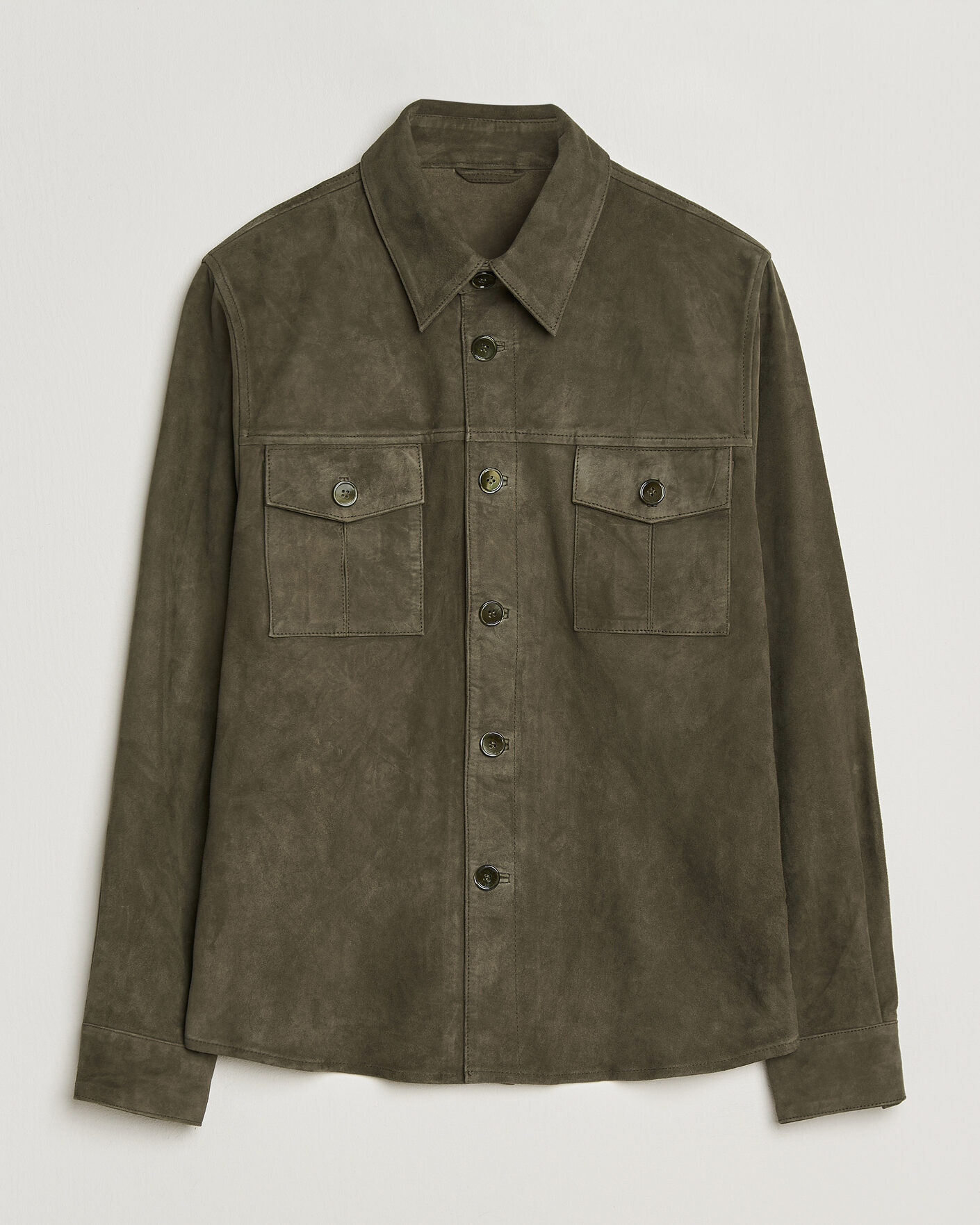 Mies | Takit | Stenströms | Suede Pocket Overshirt Olive