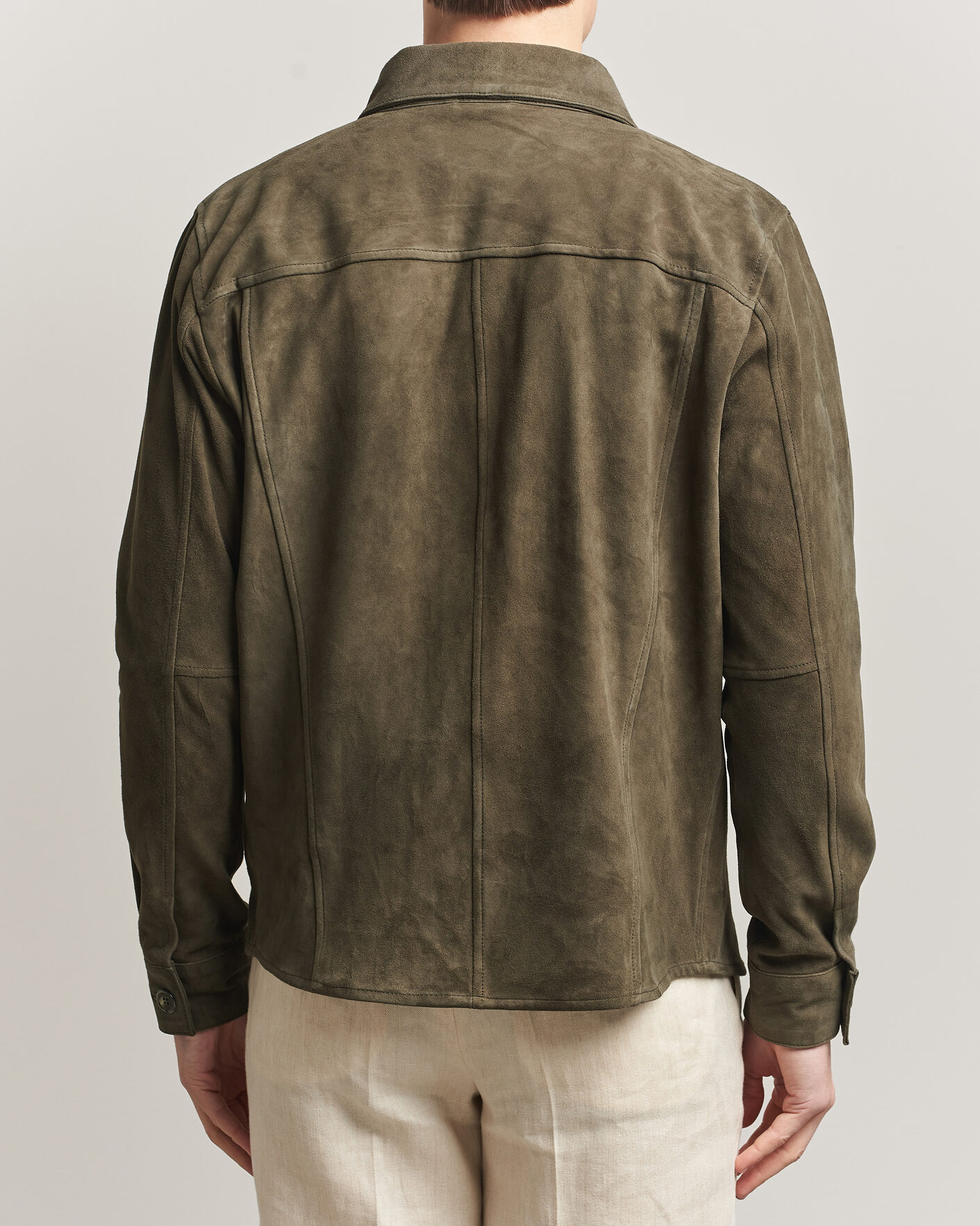 Mies | Takit | Stenströms | Suede Pocket Overshirt Olive
