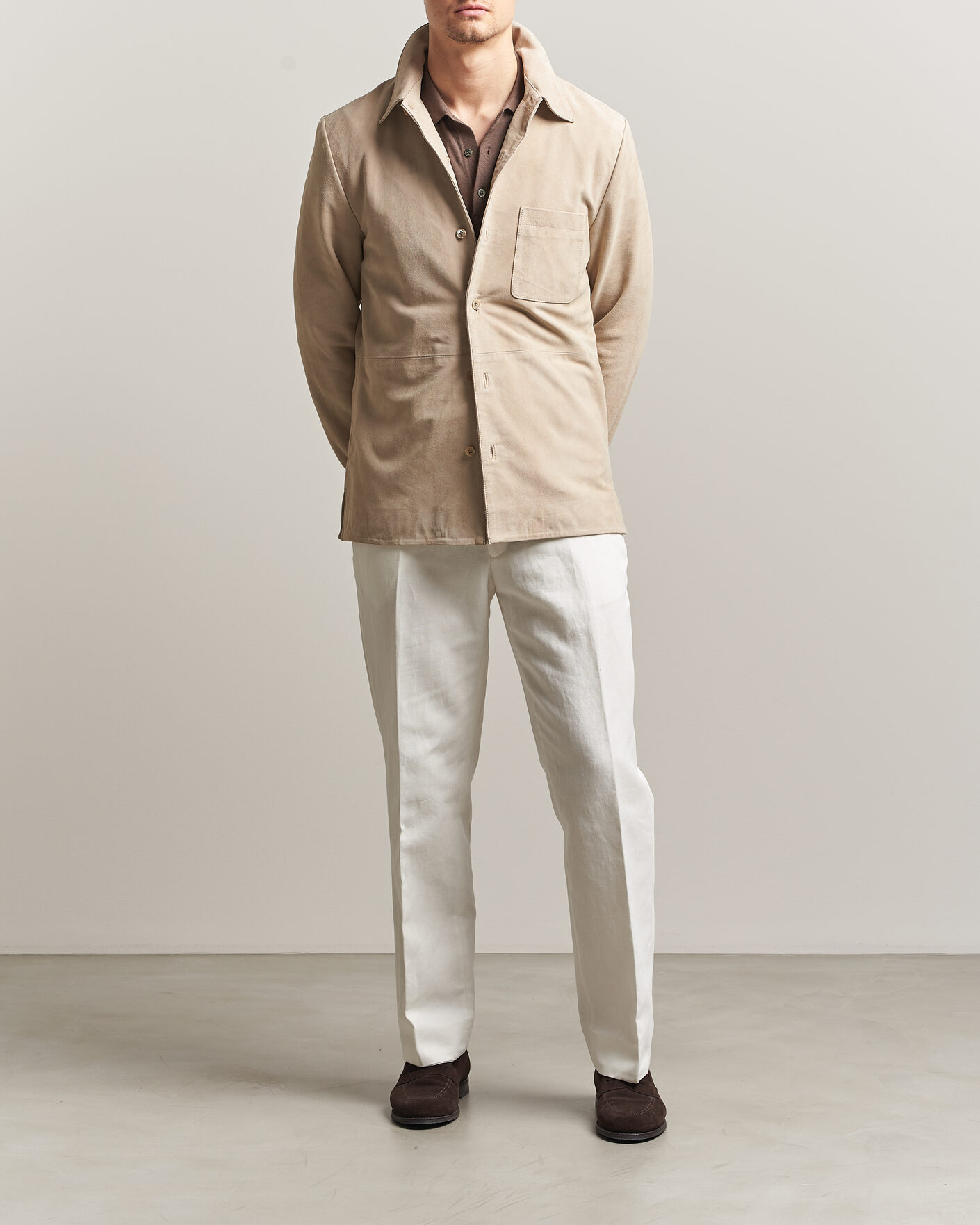 Mies | Takit | Stenströms | Suede Overshirt Beige