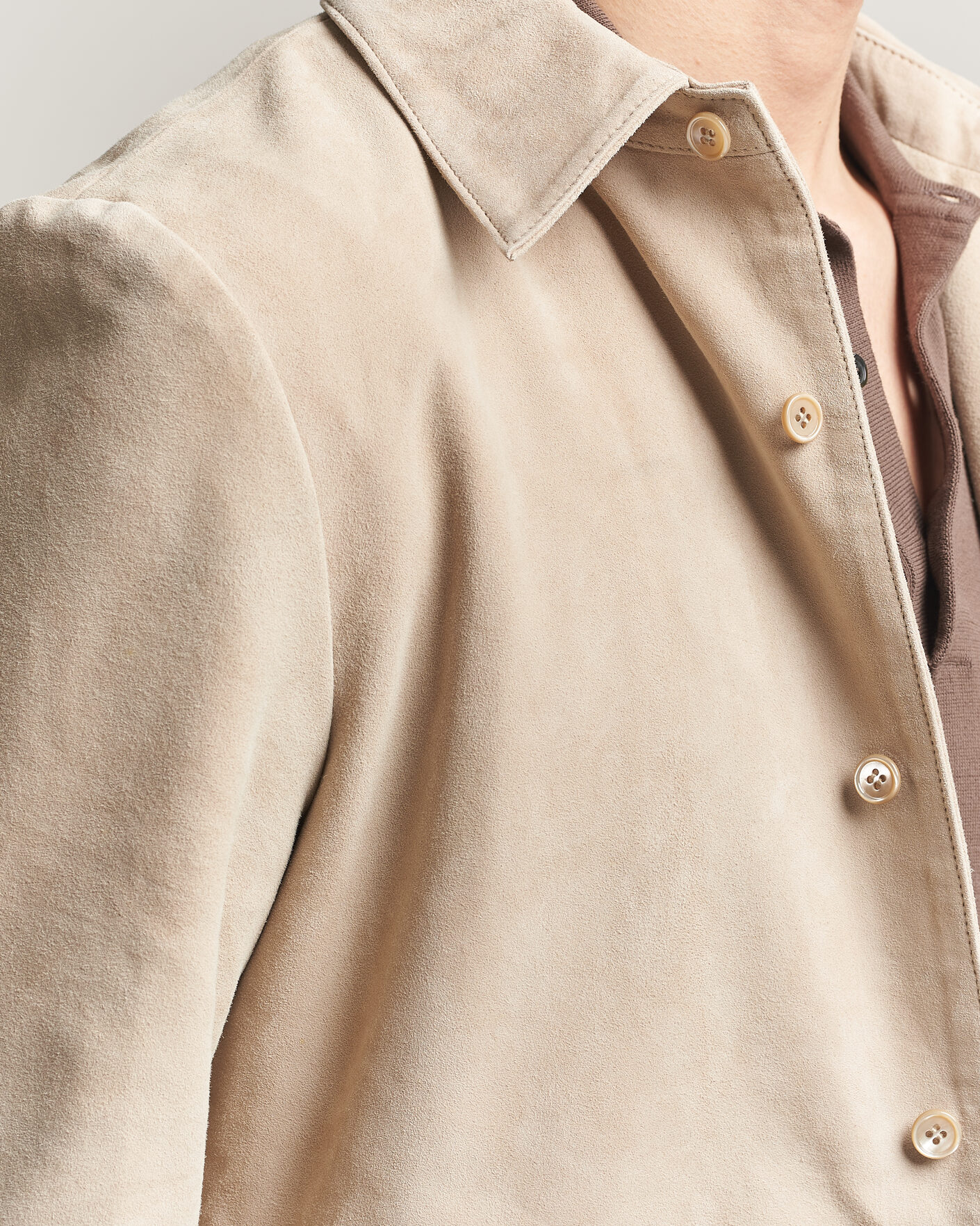 Mies | Takit | Stenströms | Suede Overshirt Beige