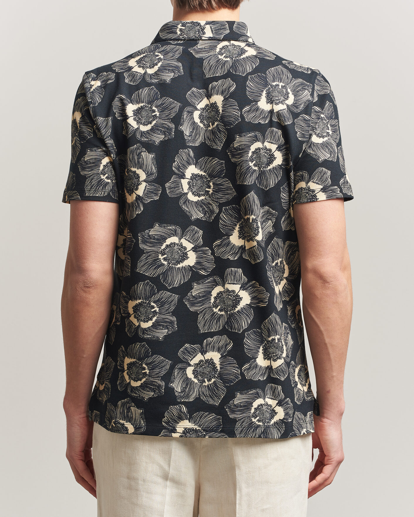 Mies | Pikeet | Stenströms | Printed Cotton Polo Black
