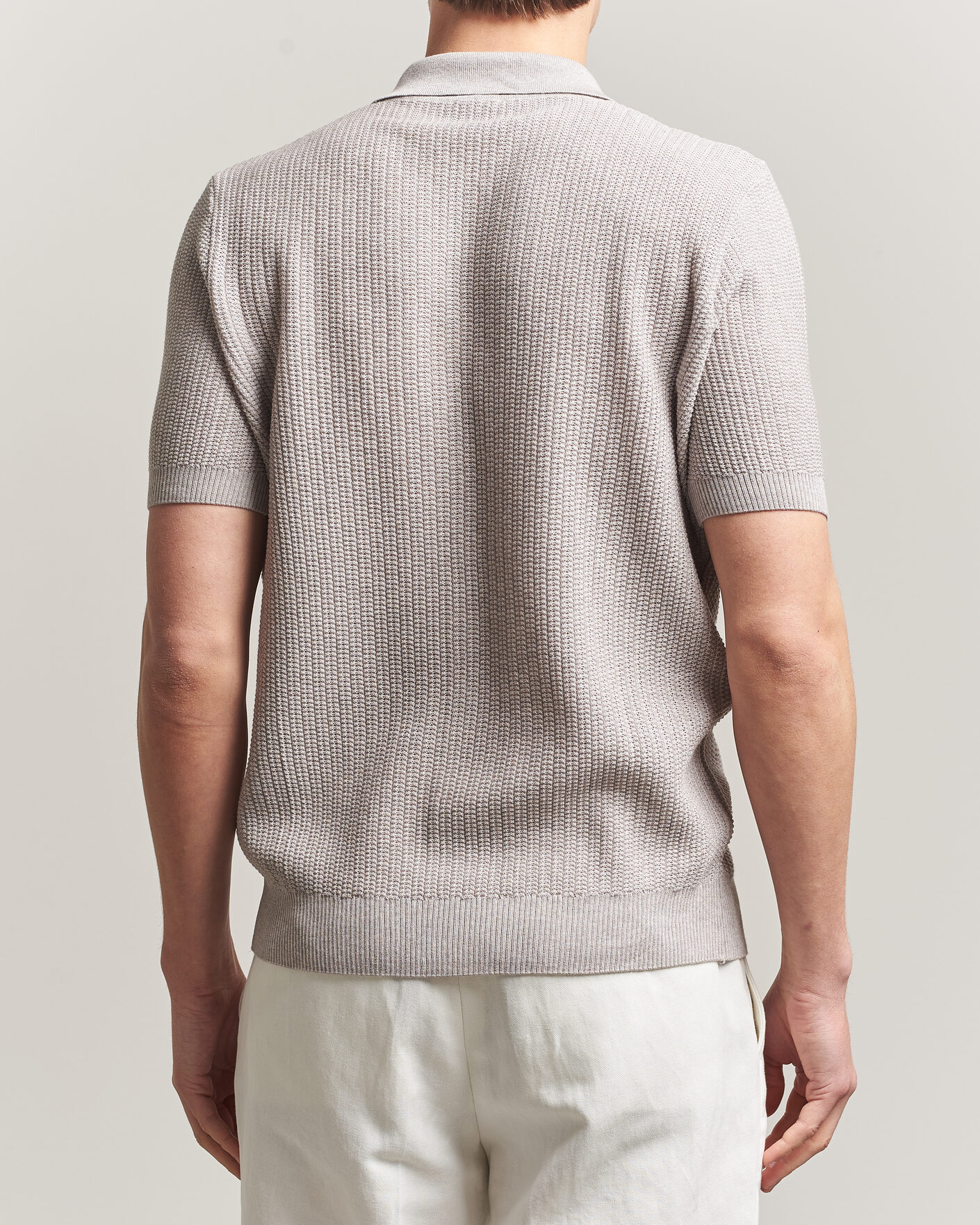 Mies | Pikeet | Stenströms | Knitted Buttonthru Merino Polo Shirt Grey