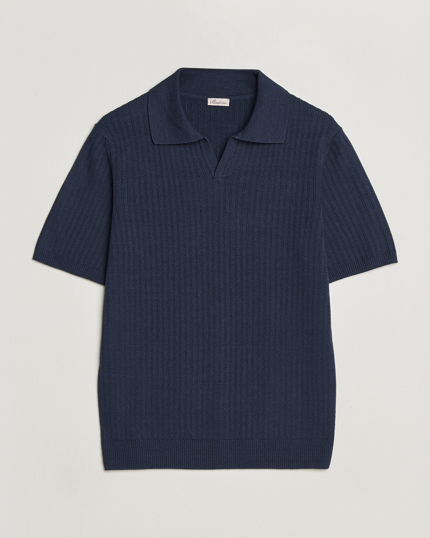 Mies | Pikeet | Stenströms | Linen/Merino Structured Polo Navy