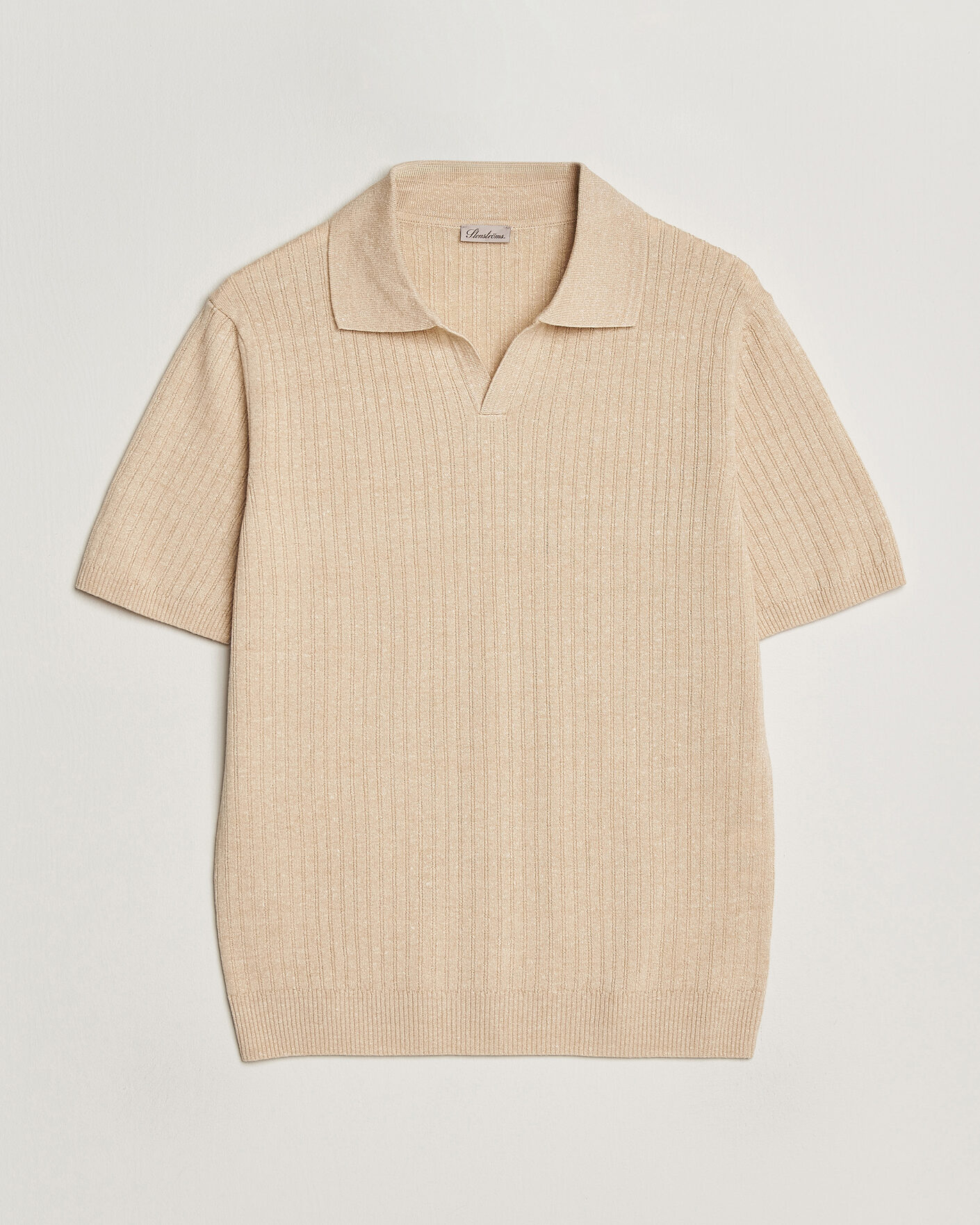 Mies | Pikeet | Stenströms | Linen/Merino Structured Polo Beige