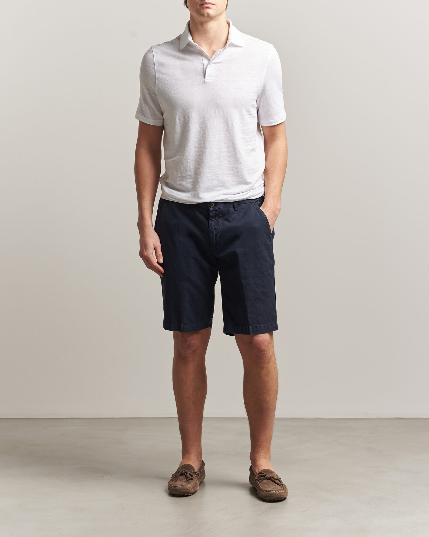 Mies | Pikeet | Stenströms | Linen Polo Shirt White