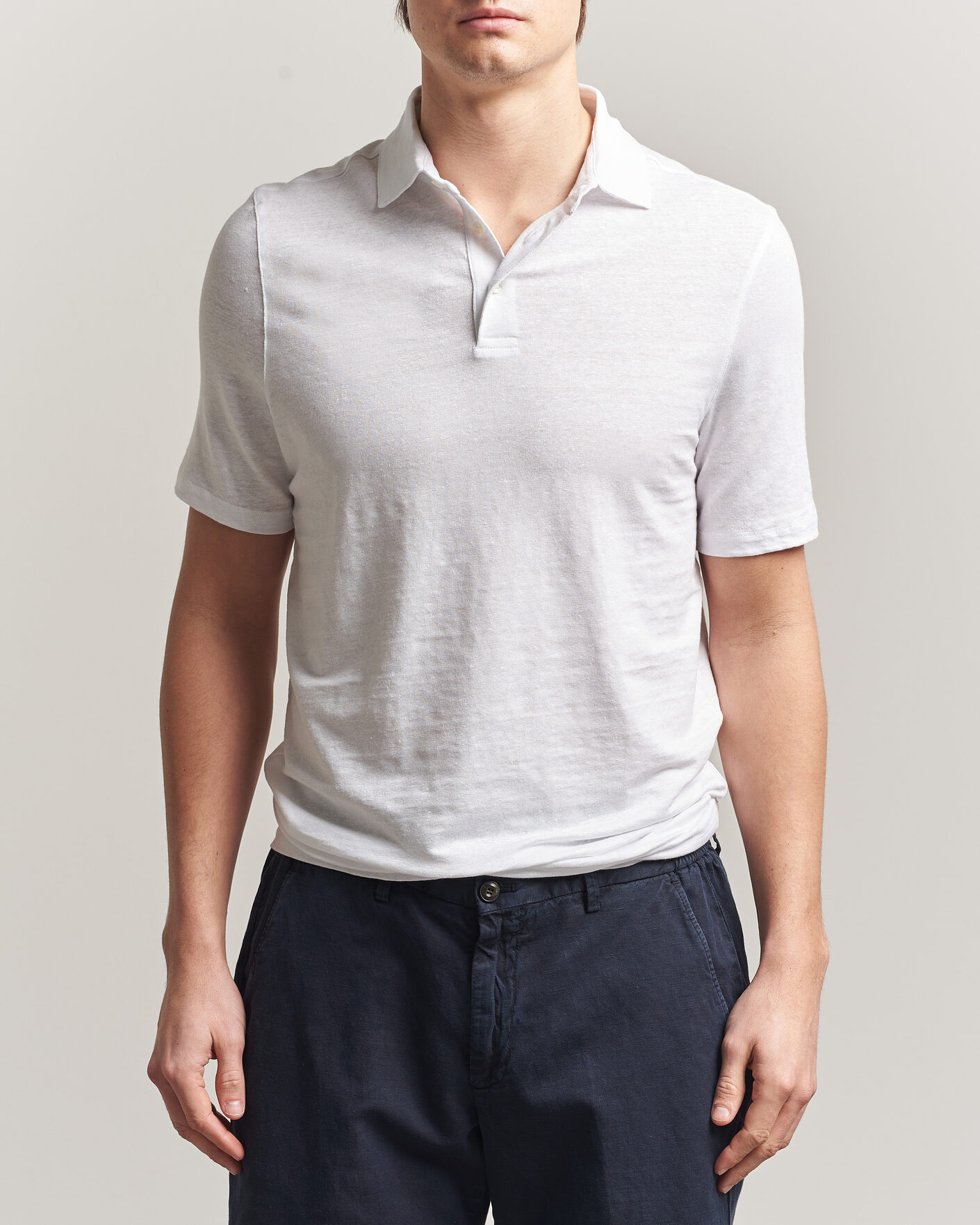 Mies | Pikeet | Stenströms | Linen Polo Shirt White