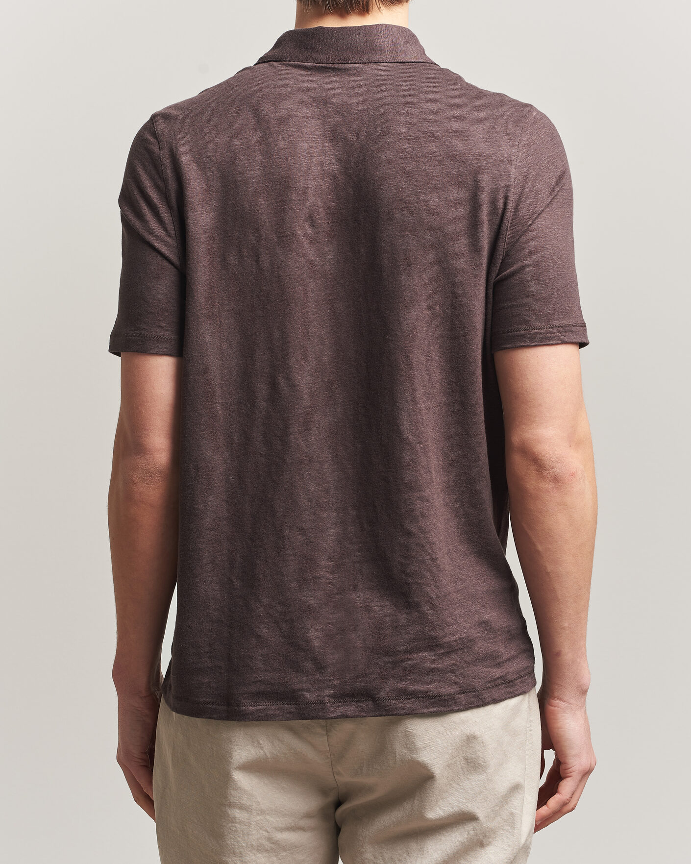Mies | Pikeet | Stenströms | Linen Polo Shirt Dark Brown