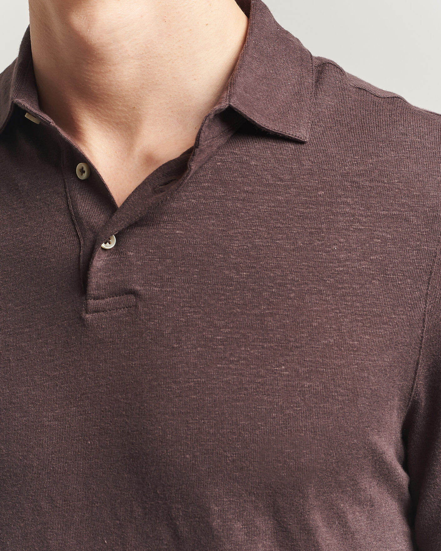 Mies | Pikeet | Stenströms | Linen Polo Shirt Dark Brown