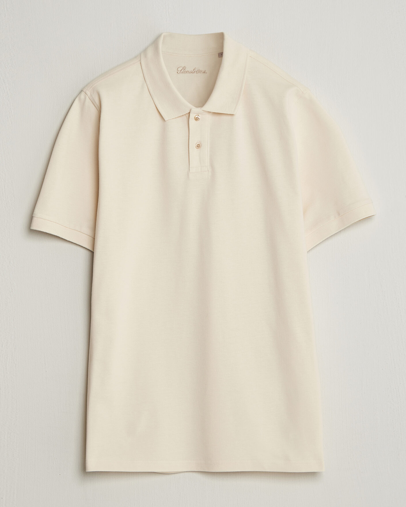 Mies | Pikeet | Stenströms | Organic Cotton Piquet Polo Shirt Beige
