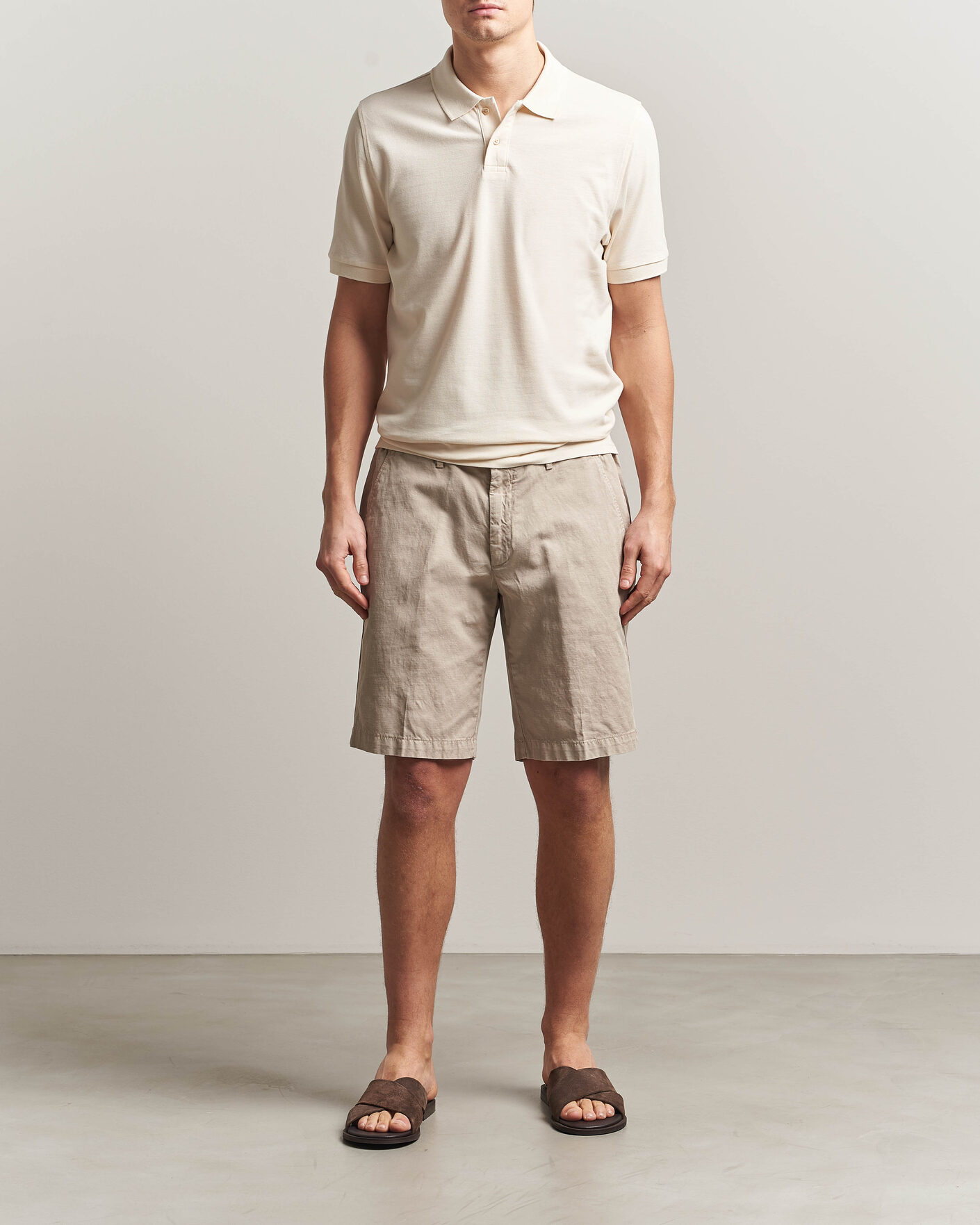 Mies | Pikeet | Stenströms | Organic Cotton Piquet Polo Shirt Beige