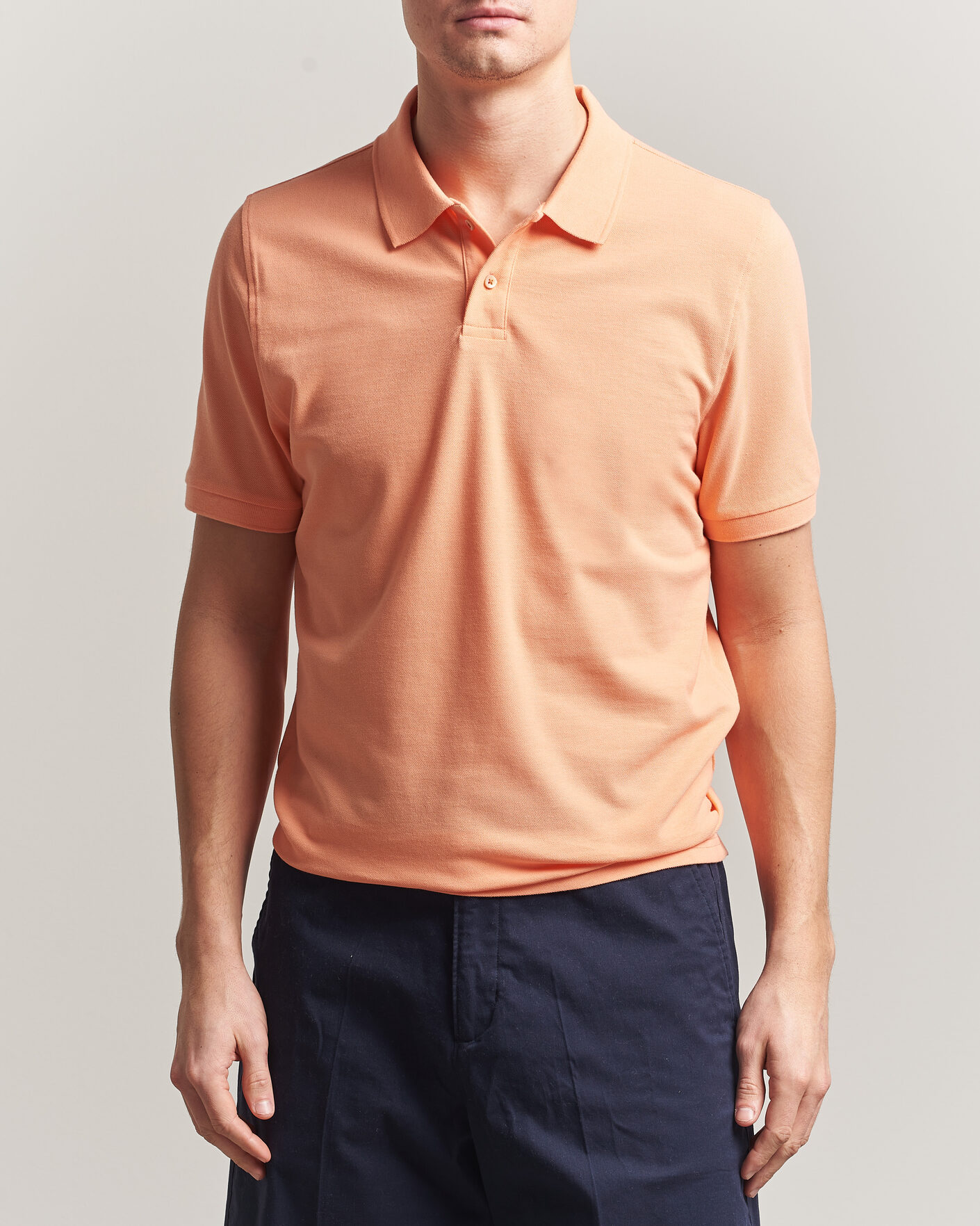 Mies | Pikeet | Stenströms | Organic Cotton Piquet Polo Shirt Mandarin