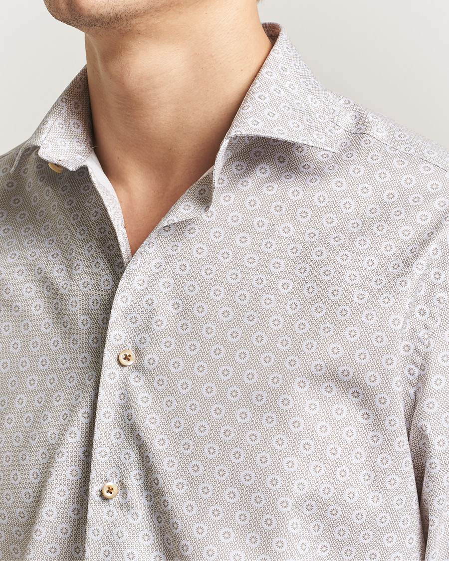 Mies | Kauluspaidat | Stenströms | Regular Fit Printed Cotton Twill Shirt Light Brown