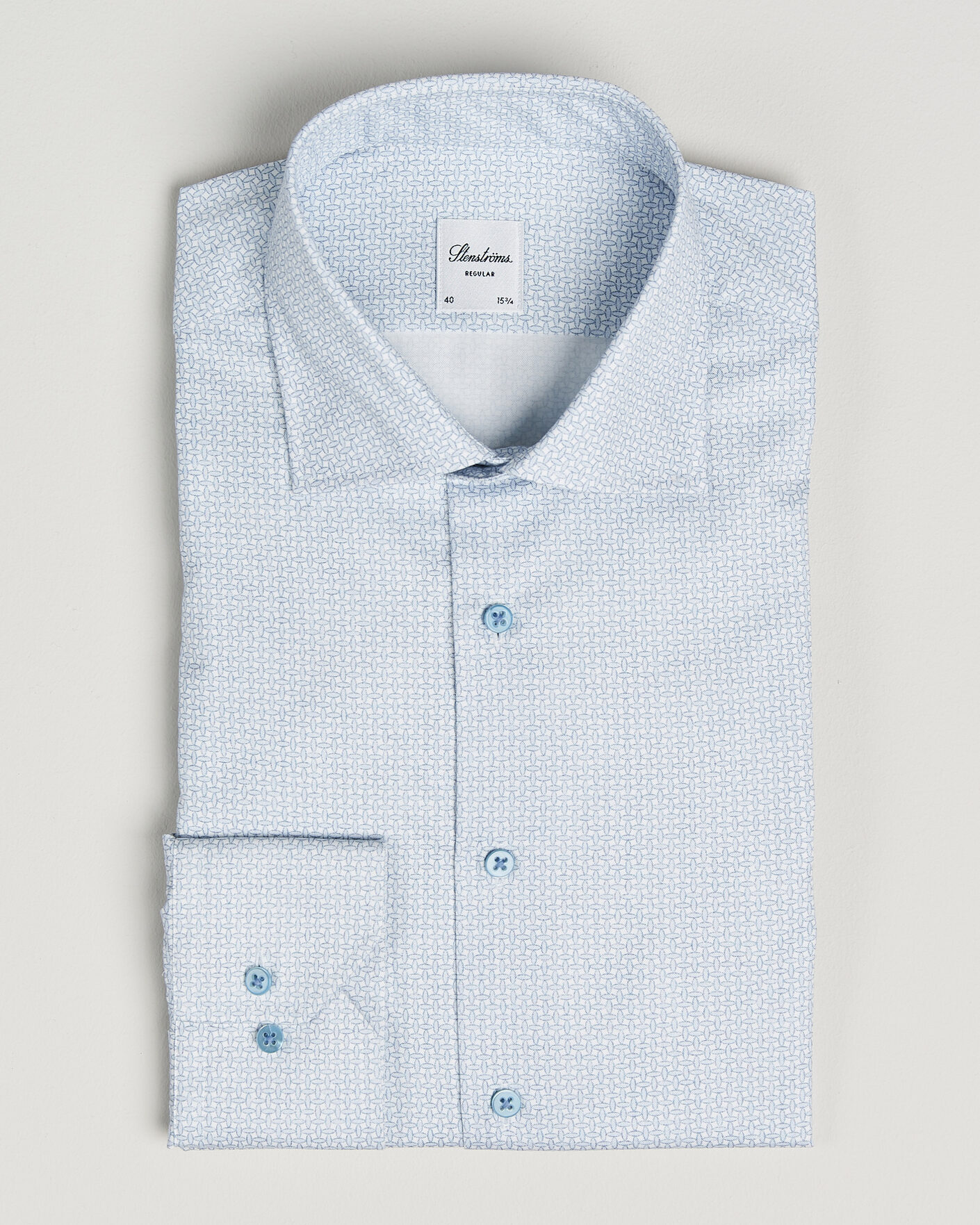 Mies | Kauluspaidat | Stenströms | Regular Fit Micro Printed Twill Shirt Light Blue