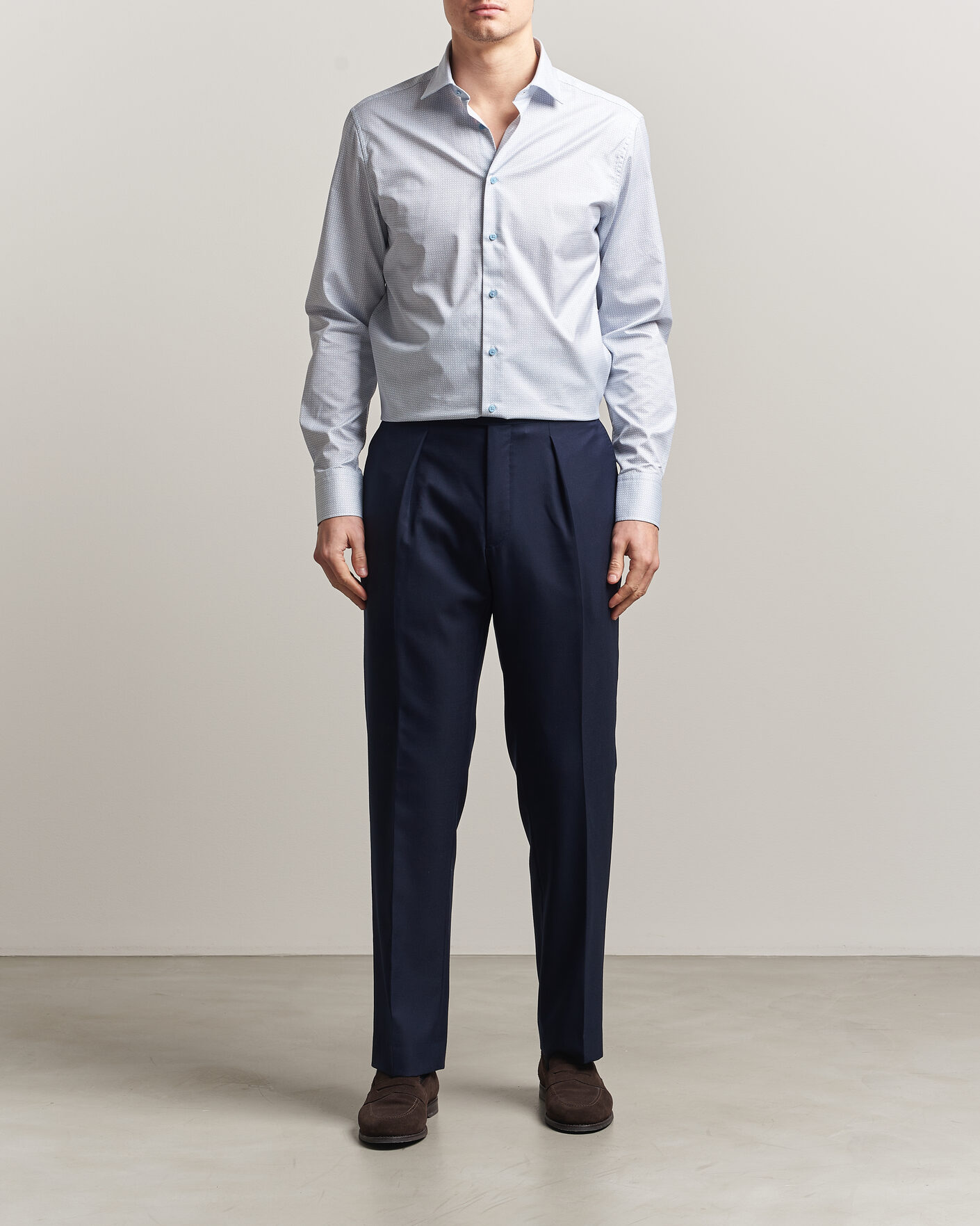 Mies | Kauluspaidat | Stenströms | Regular Fit Micro Printed Twill Shirt Light Blue