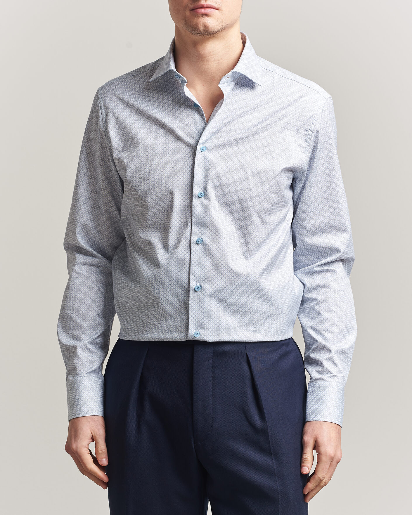 Mies | Kauluspaidat | Stenströms | Regular Fit Micro Printed Twill Shirt Light Blue
