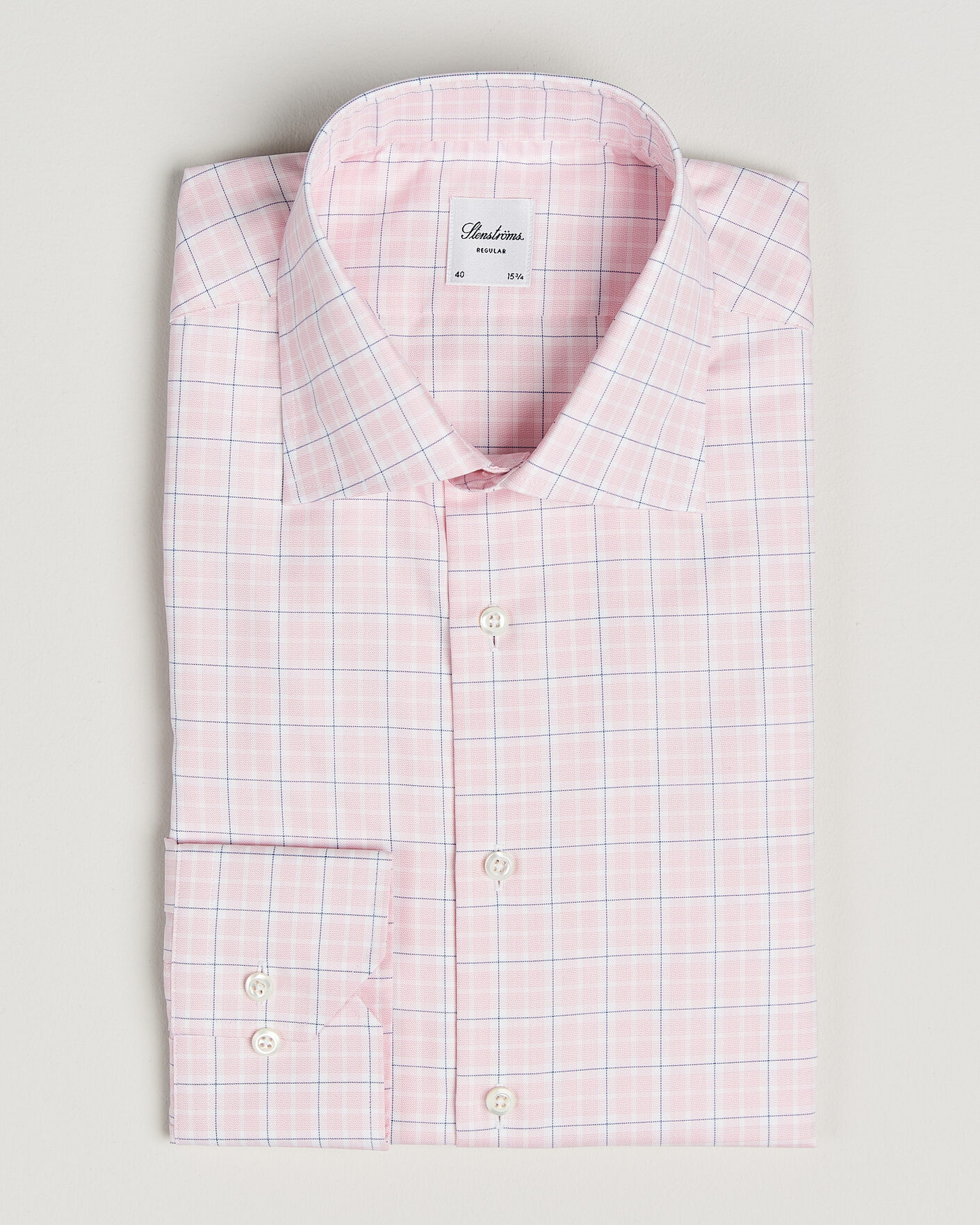 Mies | Kauluspaidat | Stenströms | Regular Fit Over Check Cotton Shirt Pink