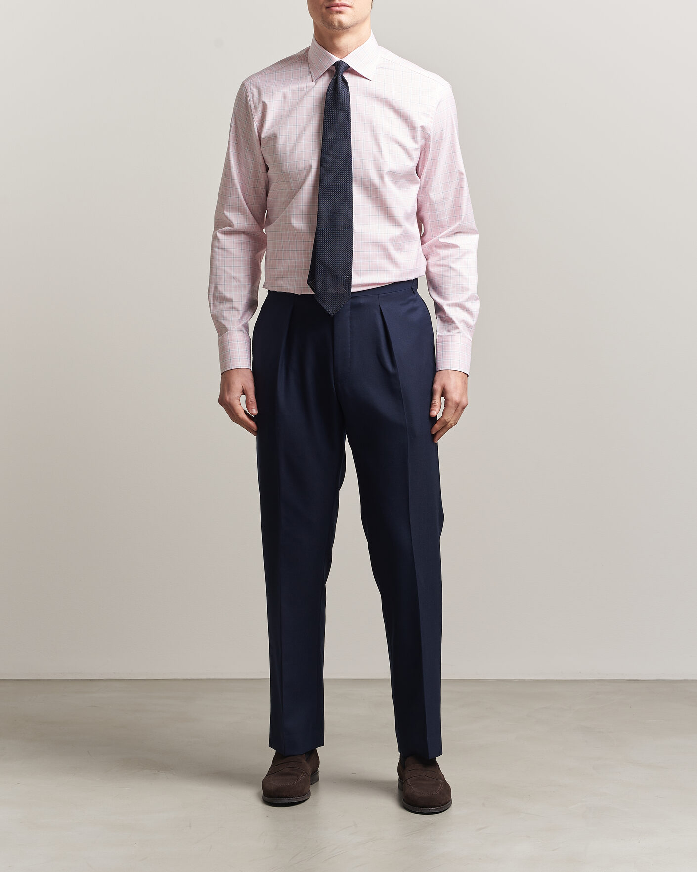 Mies | Kauluspaidat | Stenströms | Regular Fit Over Check Cotton Shirt Pink