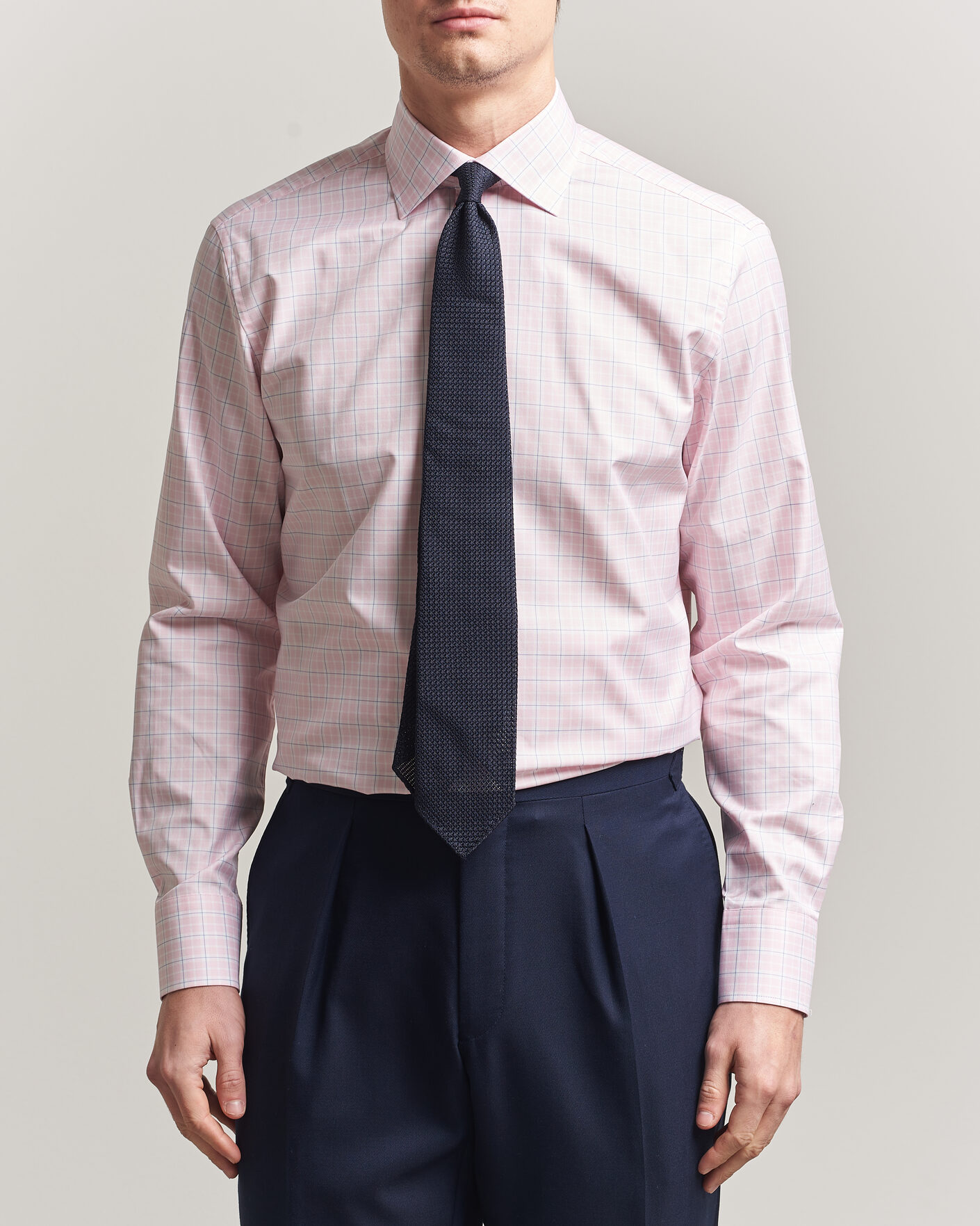 Mies | Kauluspaidat | Stenströms | Regular Fit Over Check Cotton Shirt Pink