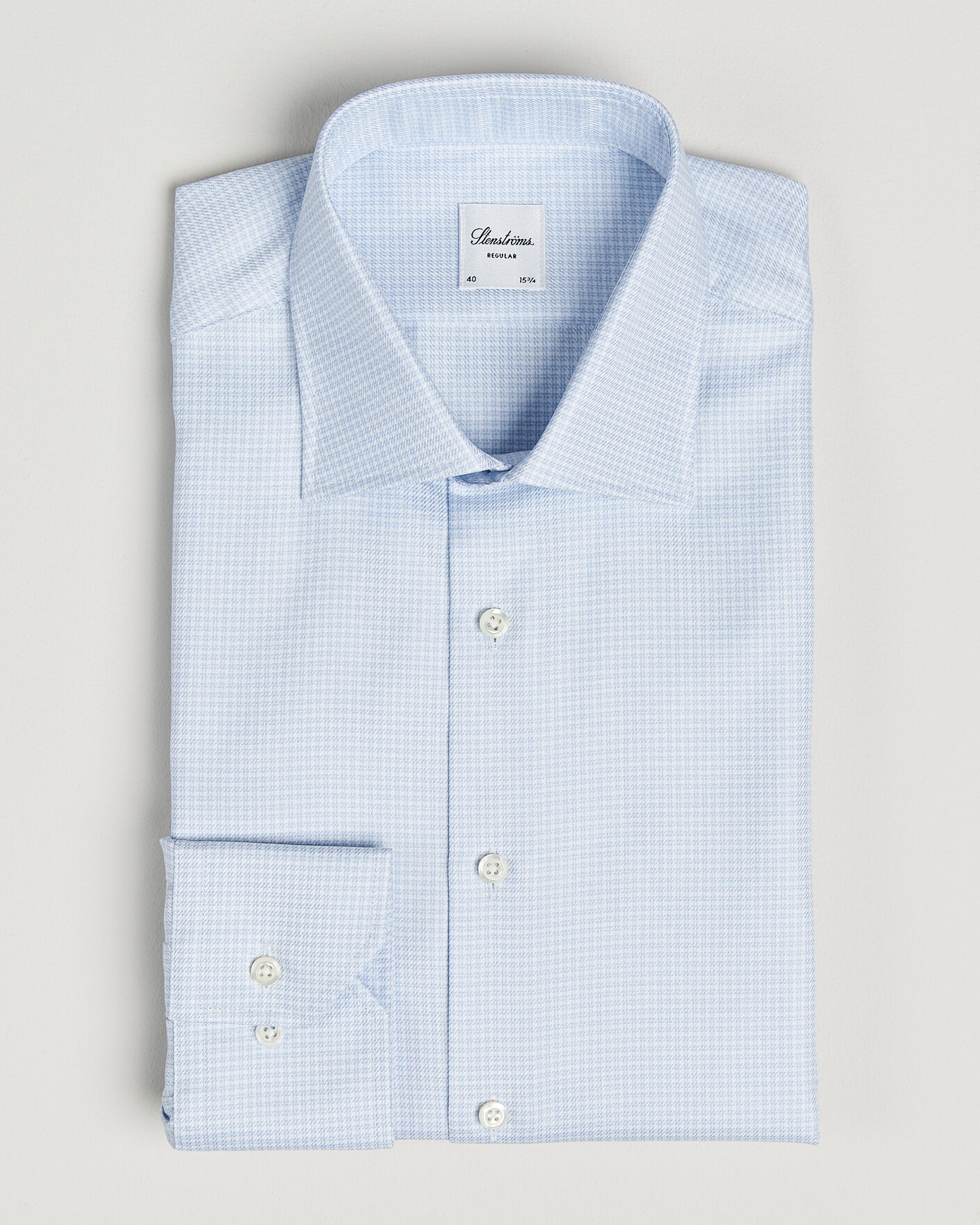 Mies | Kauluspaidat | Stenströms | Regular Fit Micro Structure Shirt Light Blue
