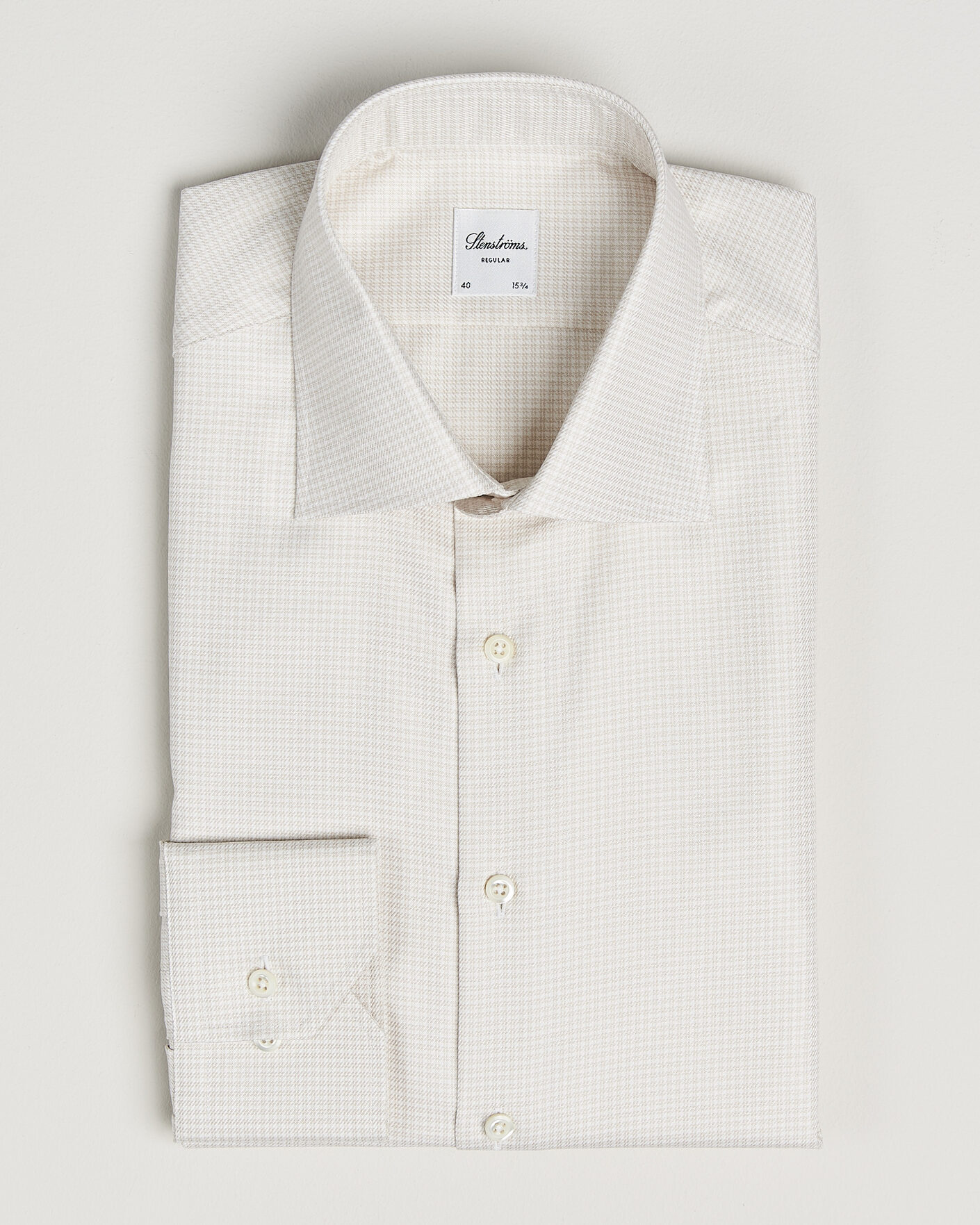 Mies | Kauluspaidat | Stenströms | Regular Fit Micro Structure Shirt Beige