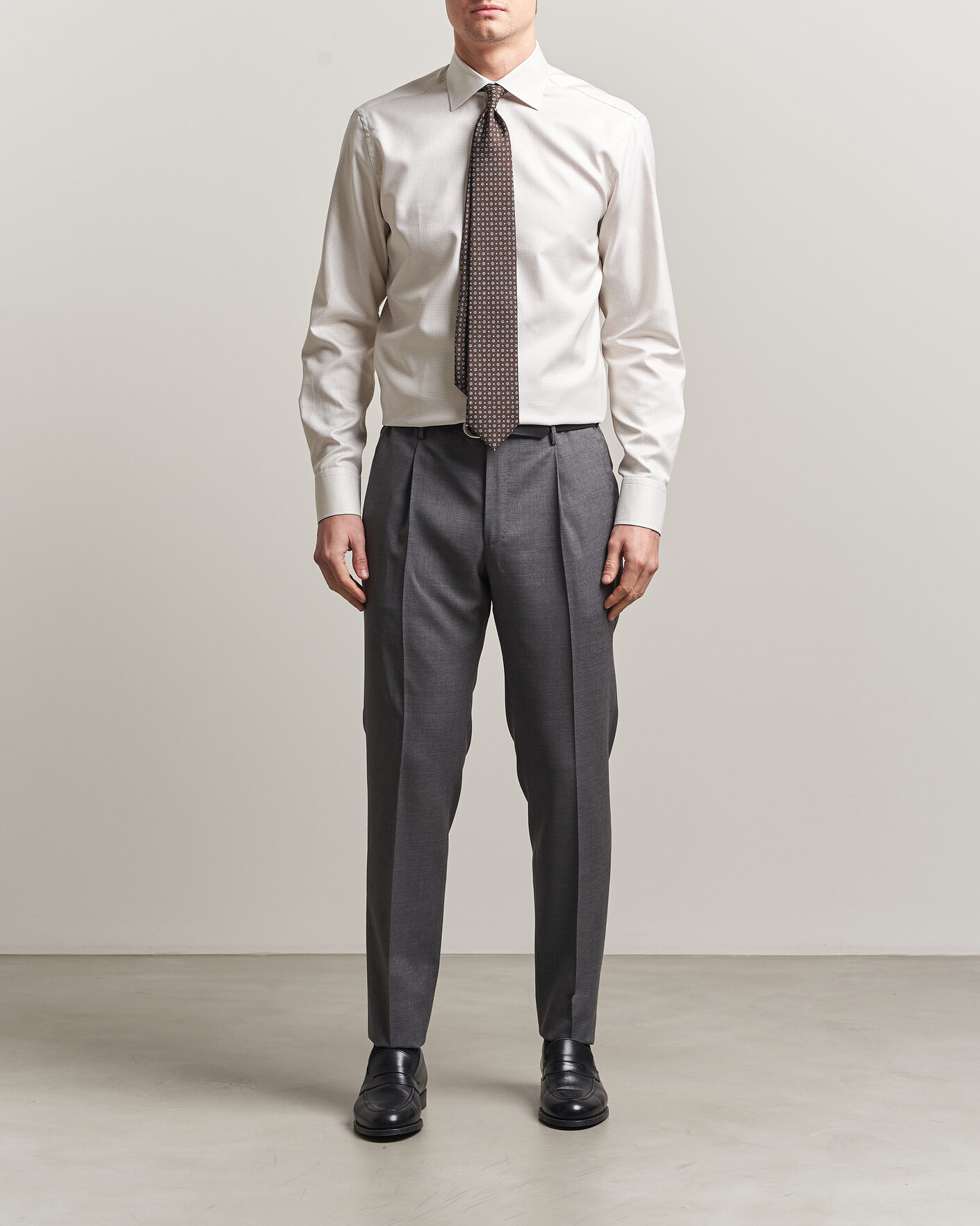 Mies | Kauluspaidat | Stenströms | Regular Fit Micro Structure Shirt Beige