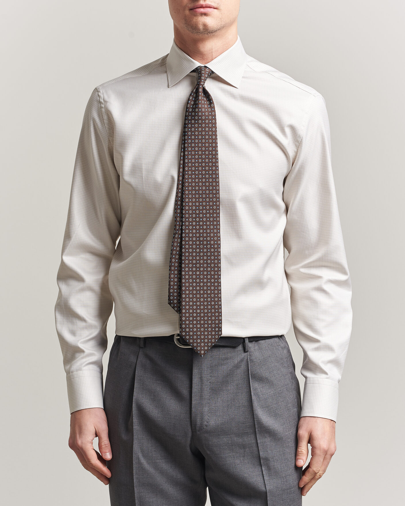 Mies | Kauluspaidat | Stenströms | Regular Fit Micro Structure Shirt Beige