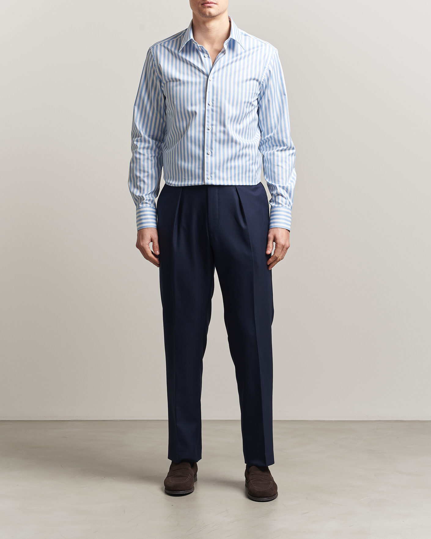 Mies | Kauluspaidat | Stenströms | Regular Fit Striped Pointed Collar Shirt Blue