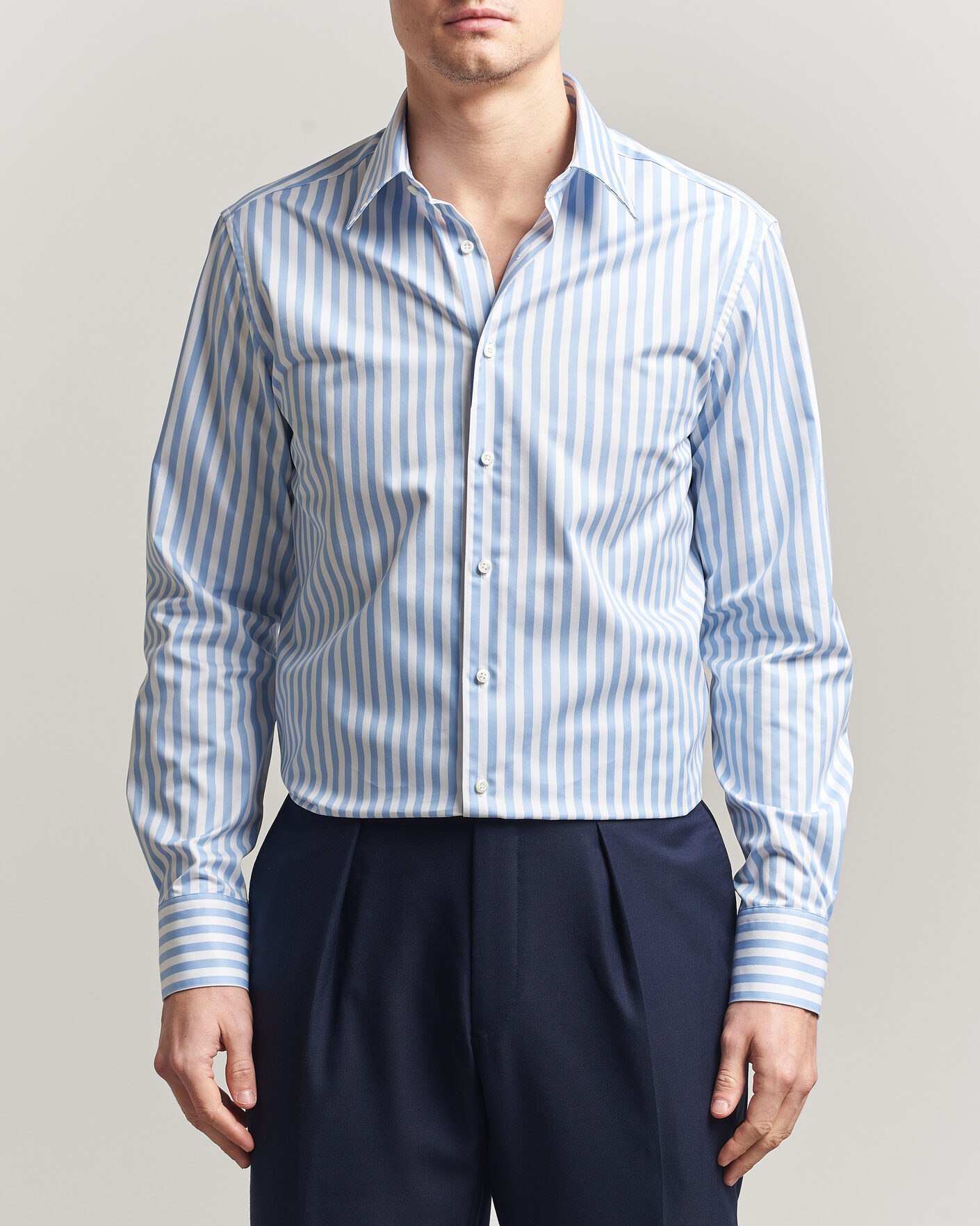 Mies | Kauluspaidat | Stenströms | Regular Fit Striped Pointed Collar Shirt Blue