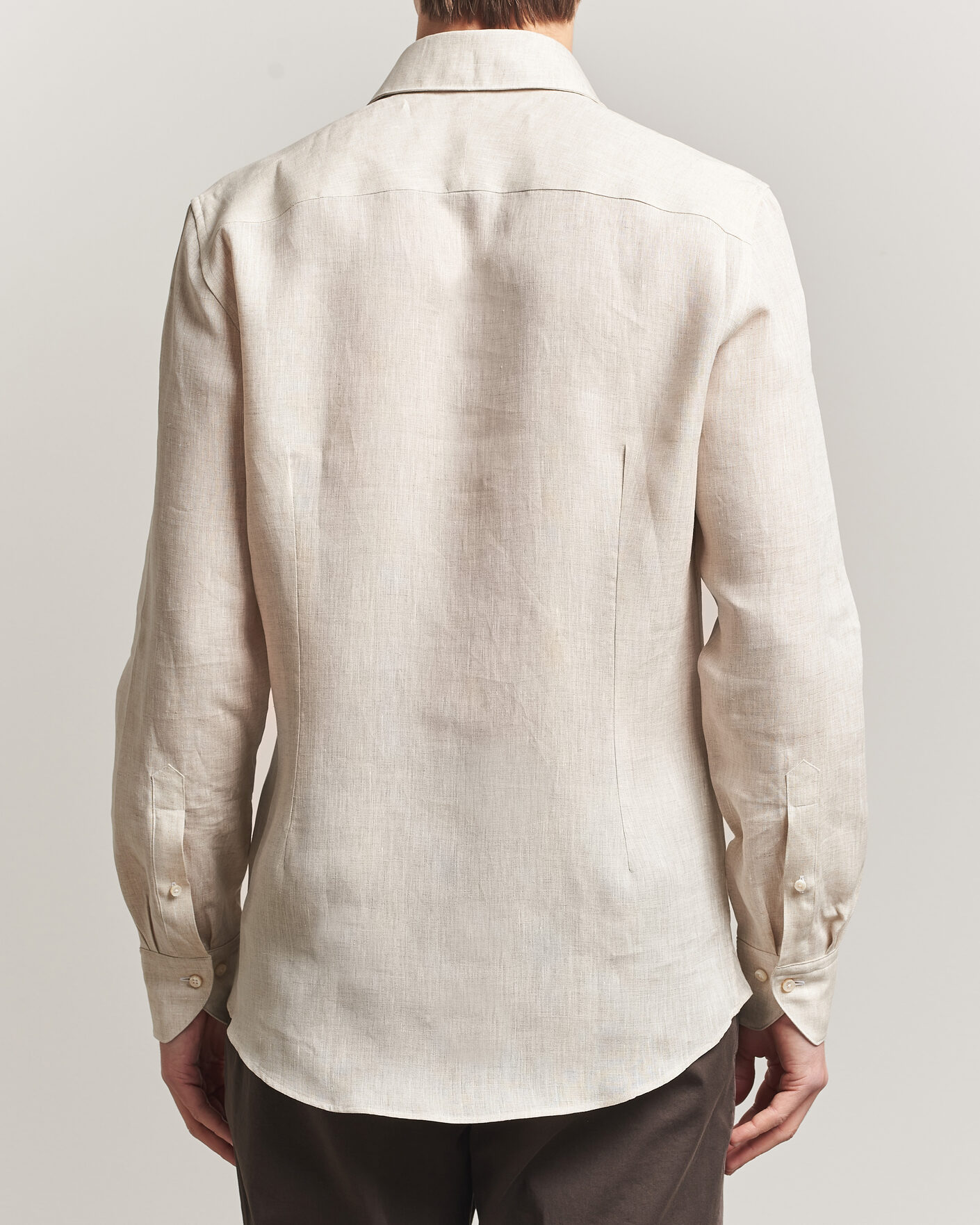 Mies | Kauluspaidat | Stenströms | 1899 Linen One Piece Collar Shirt Beige