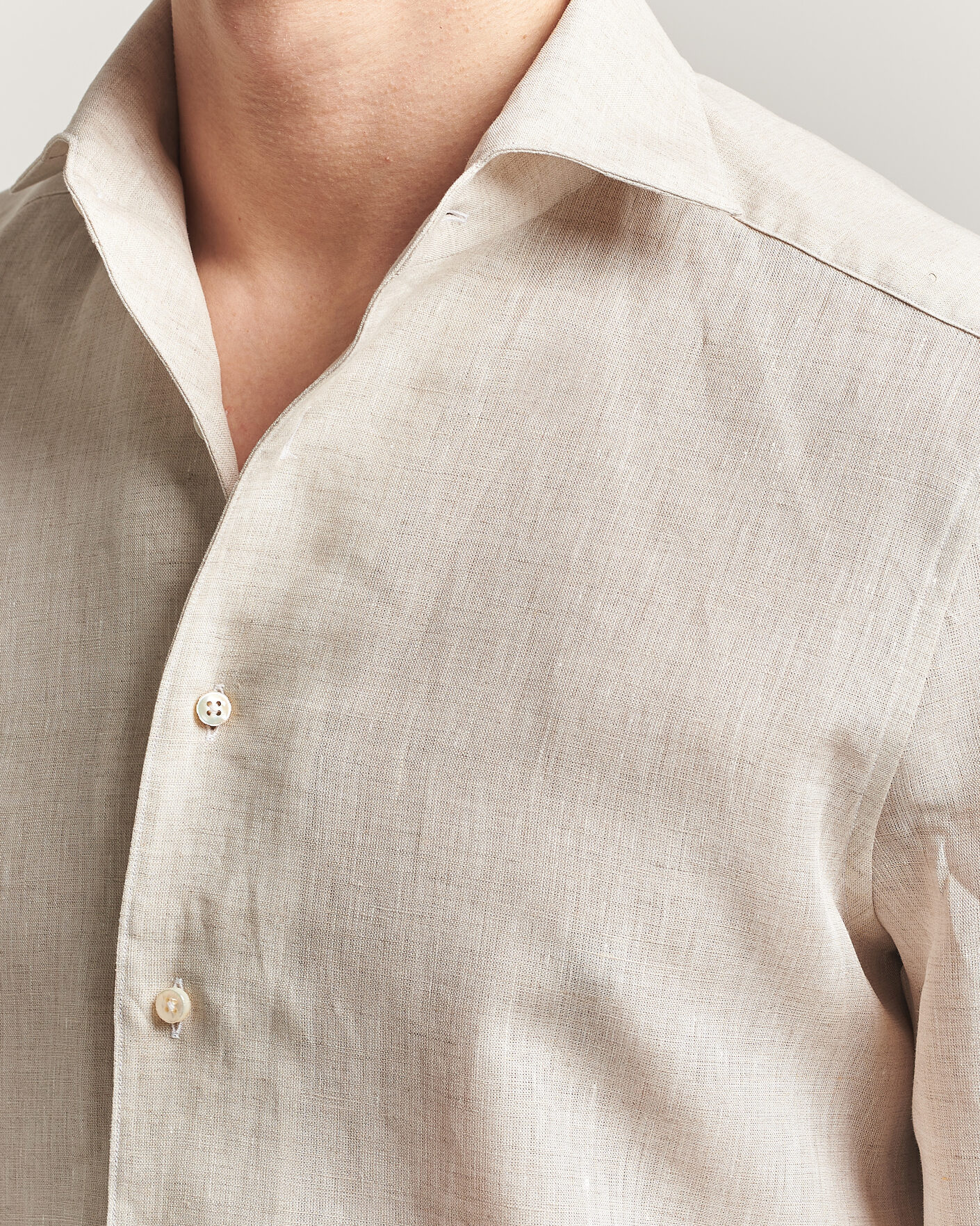 Mies | Kauluspaidat | Stenströms | 1899 Linen One Piece Collar Shirt Beige