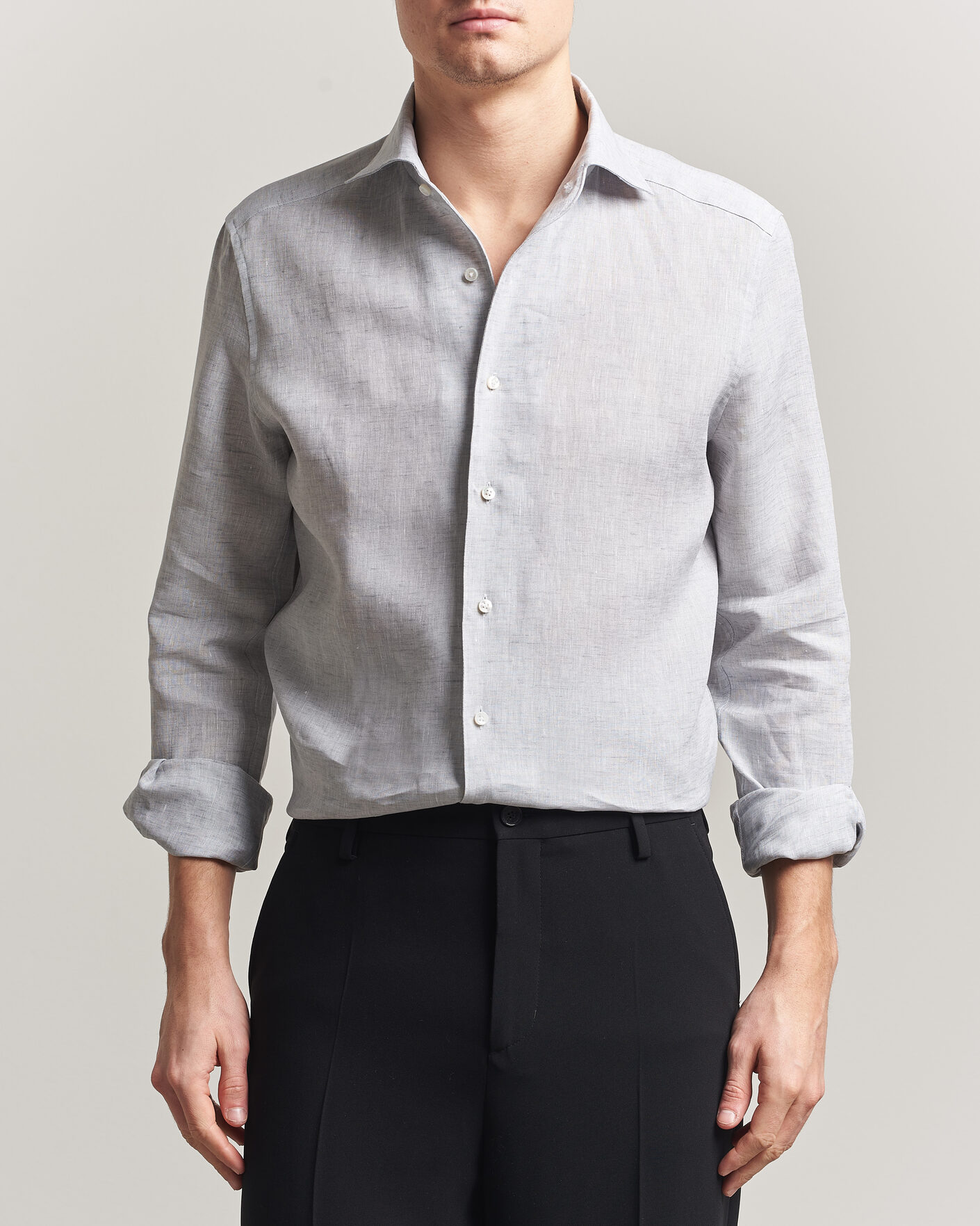 Mies | Kauluspaidat | Stenströms | 1899 Linen One Piece Collar Shirt Grey
