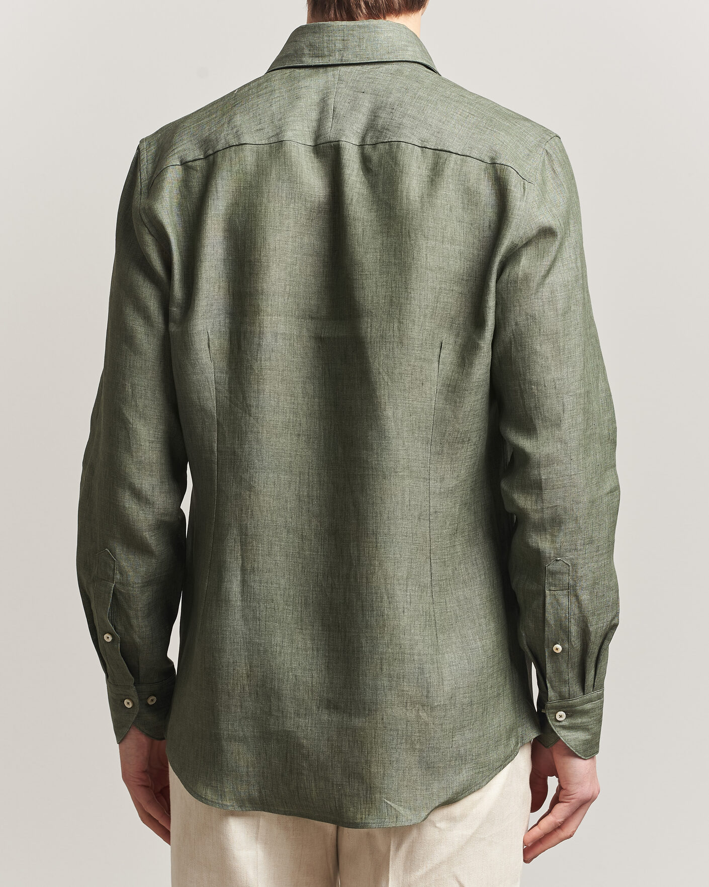 Mies | Kauluspaidat | Stenströms | 1899 Linen One Piece Collar Shirt Olive