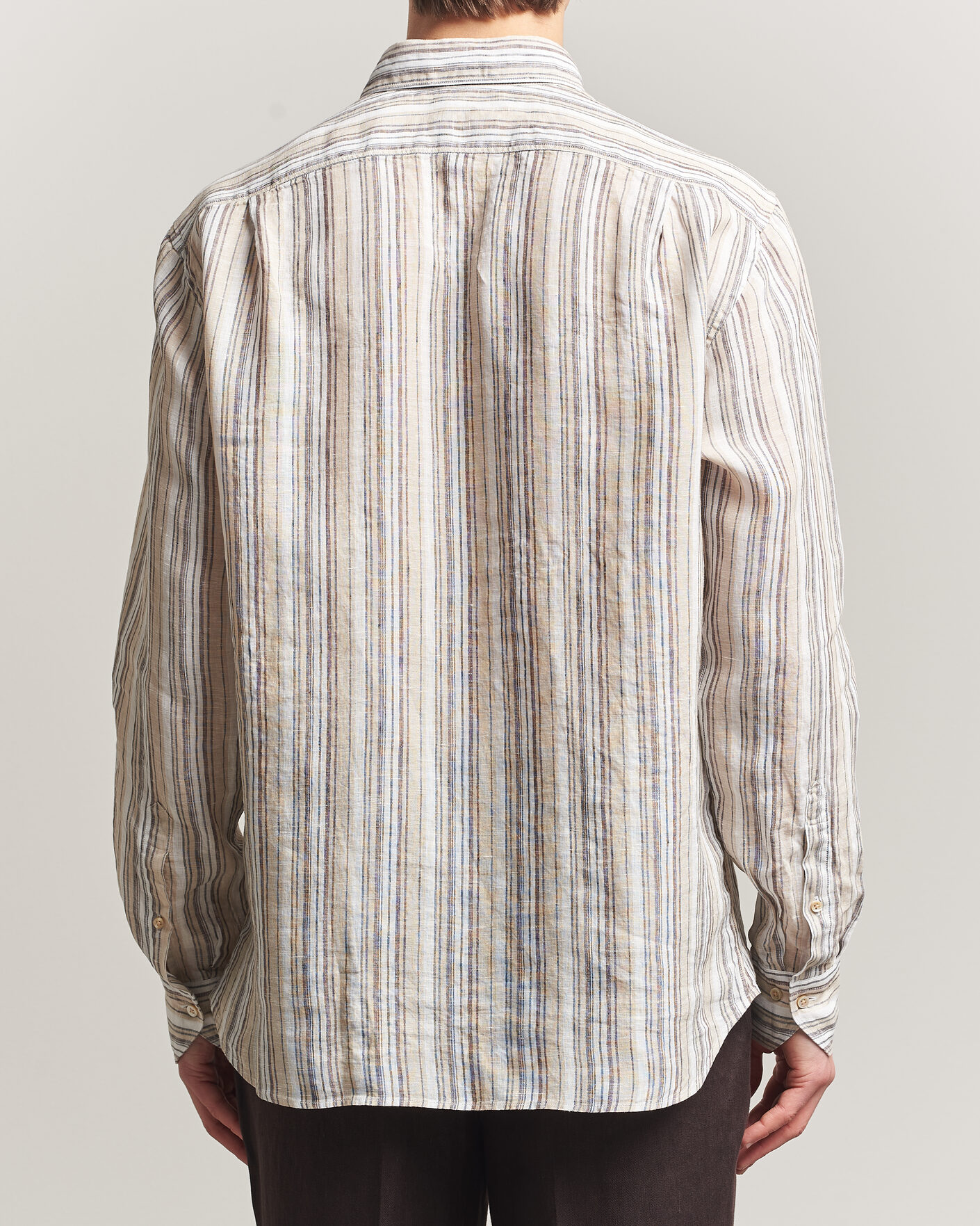 Mies | Kauluspaidat | Stenströms | Regular Fit Multi Striped Linen Shirt Brown