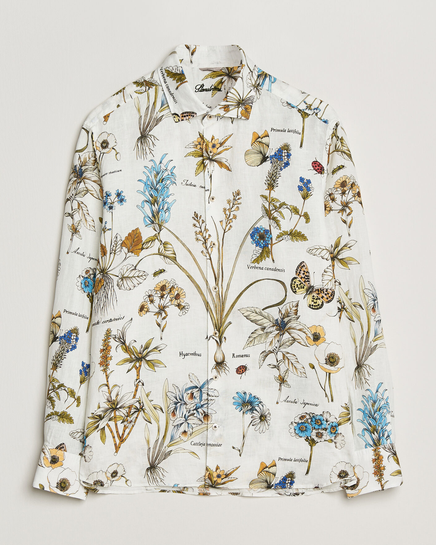 Mies | Kauluspaidat | Stenströms | Reglar Fit Botanical Print Linen Shirt Multi