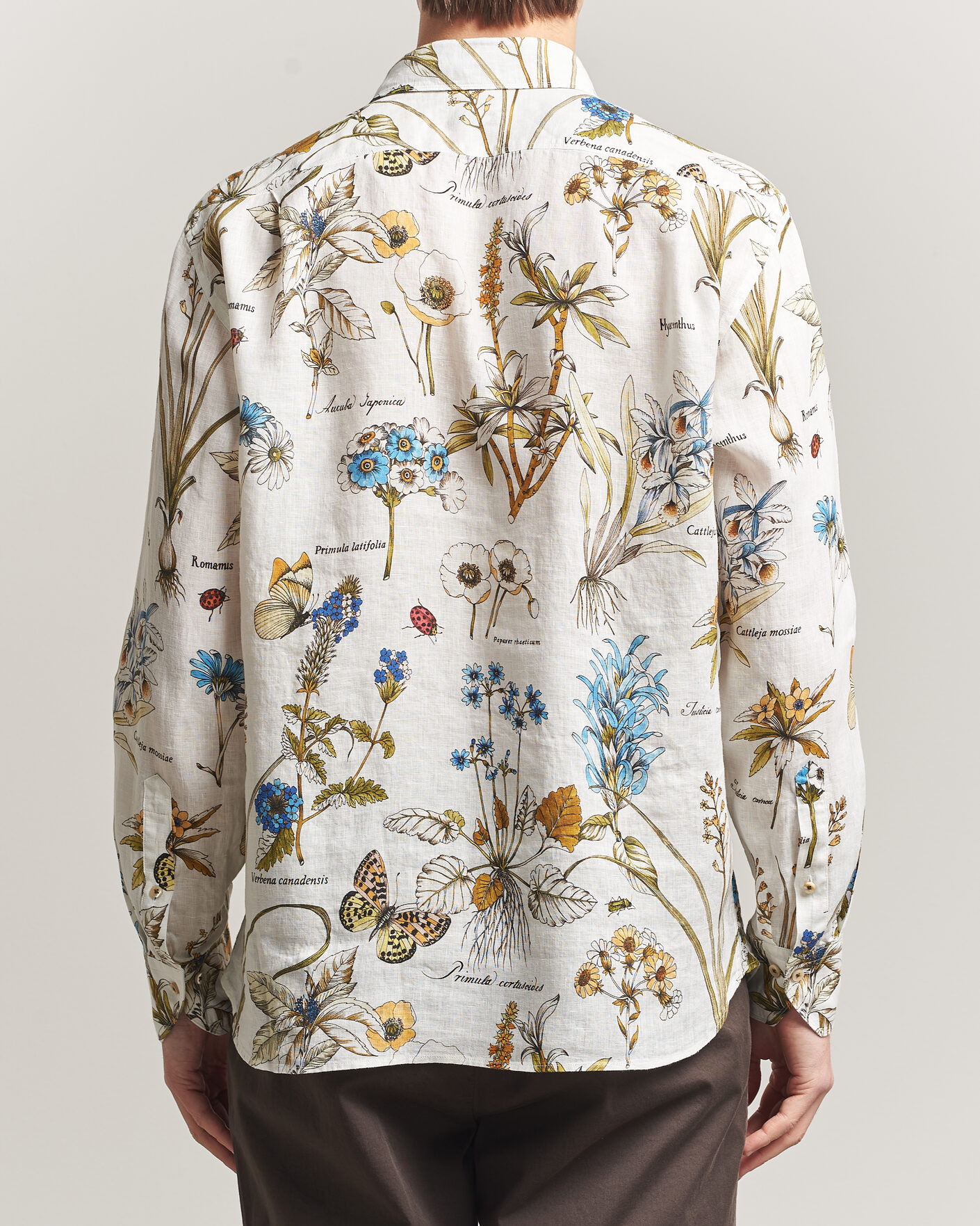 Mies | Kauluspaidat | Stenströms | Reglar Fit Botanical Print Linen Shirt Multi