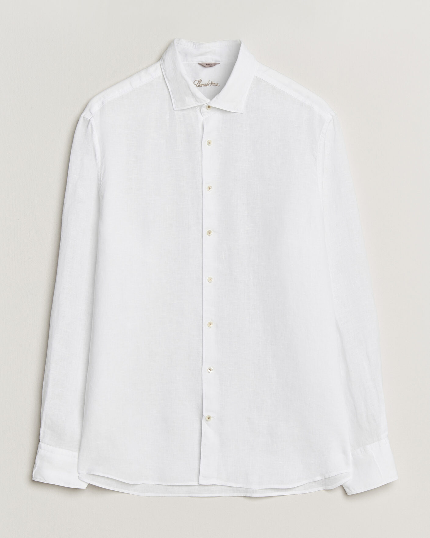 Mies | Kauluspaidat | Stenströms | Regular Fit Cut Away Linen Shirt White