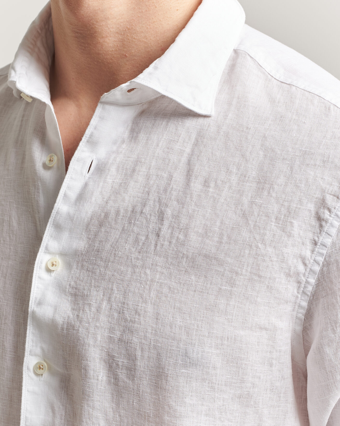 Mies | Kauluspaidat | Stenströms | Regular Fit Cut Away Linen Shirt White