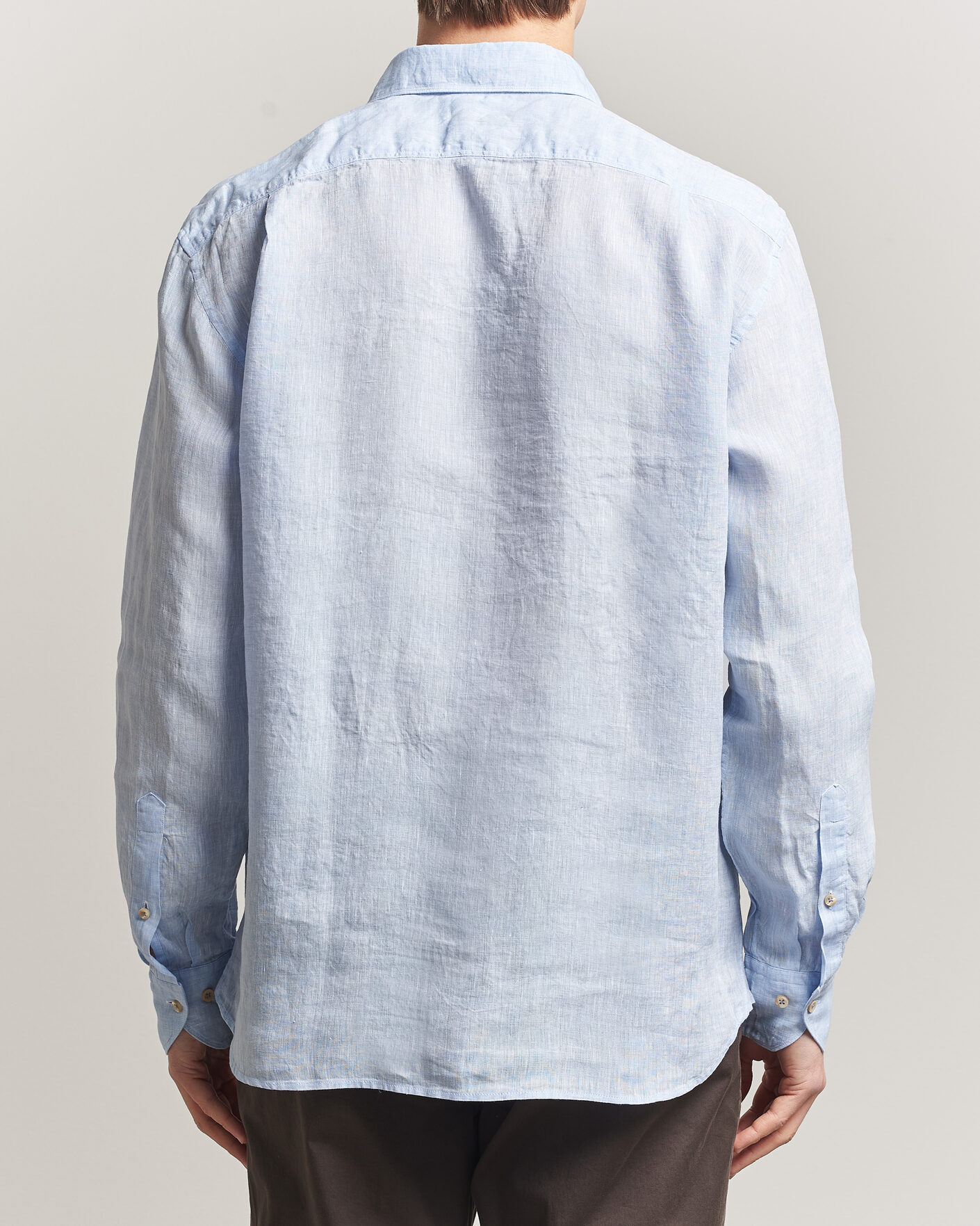 Mies | Kauluspaidat | Stenströms | Regular Fit Cut Away Linen Shirt Light Blue