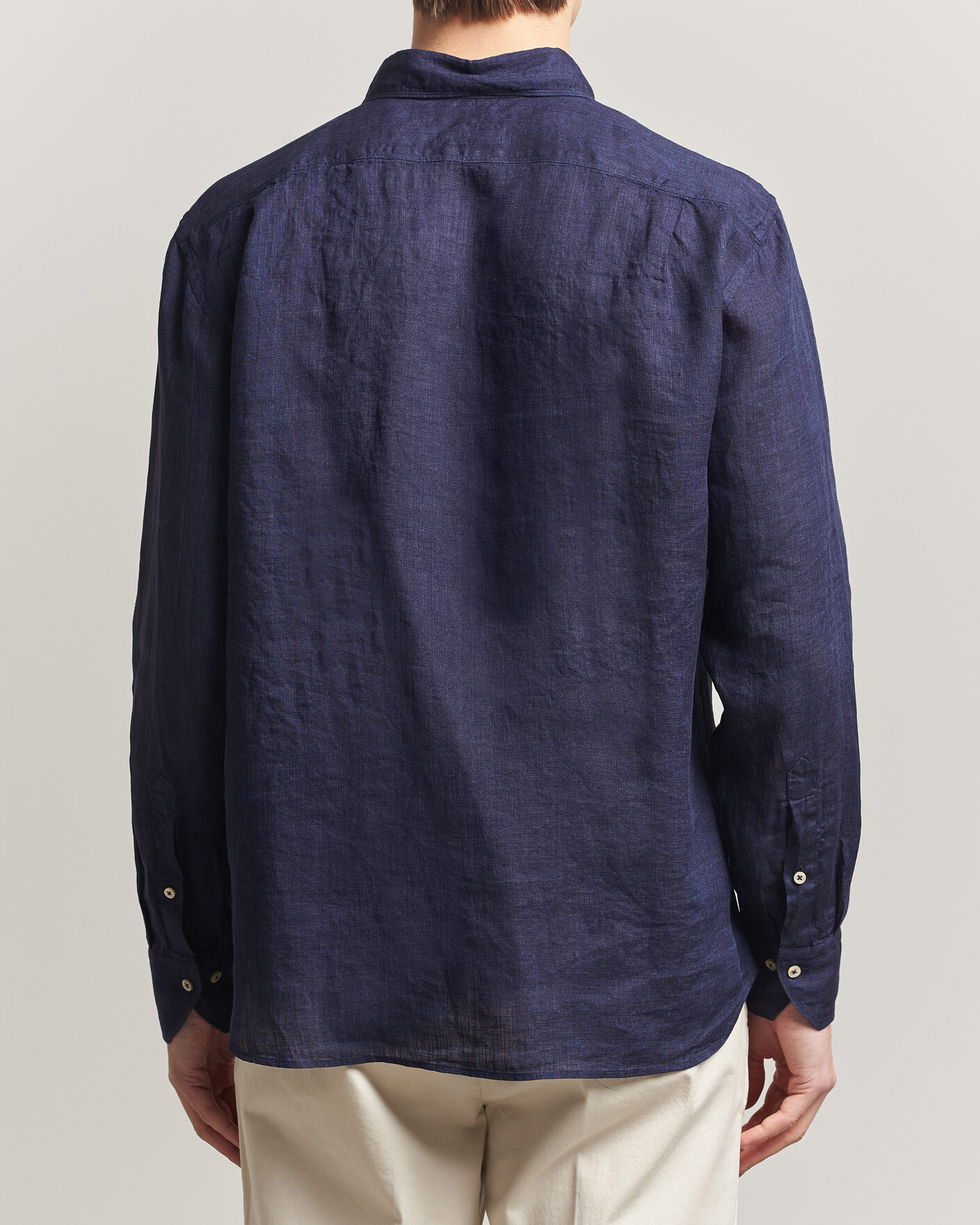 Mies | Kauluspaidat | Stenströms | Regular Fit Cut Away Linen Shirt Navy