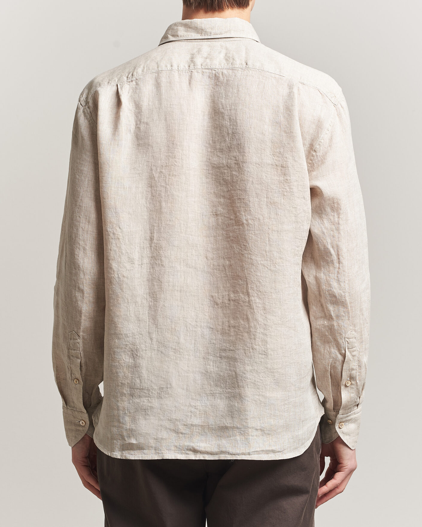 Mies | Kauluspaidat | Stenströms | Regular Fit Cut Away Linen Shirt Beige