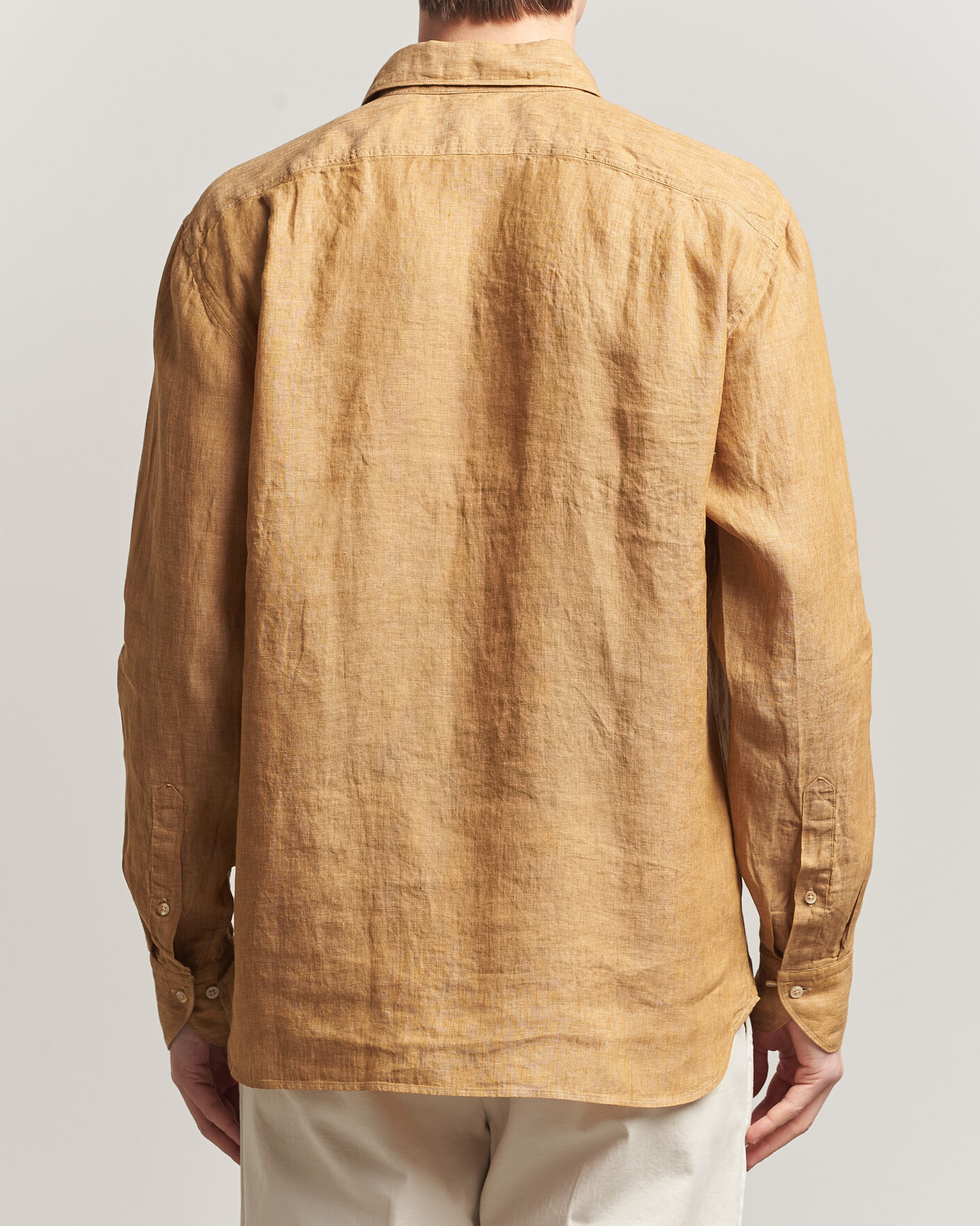Mies | Kauluspaidat | Stenströms | Regular Fit Cut Away Linen Shirt Light Brown