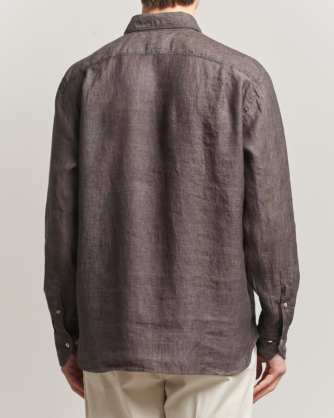 Mies | Kauluspaidat | Stenströms | Regular Fit Cut Away Linen Shirt Brown