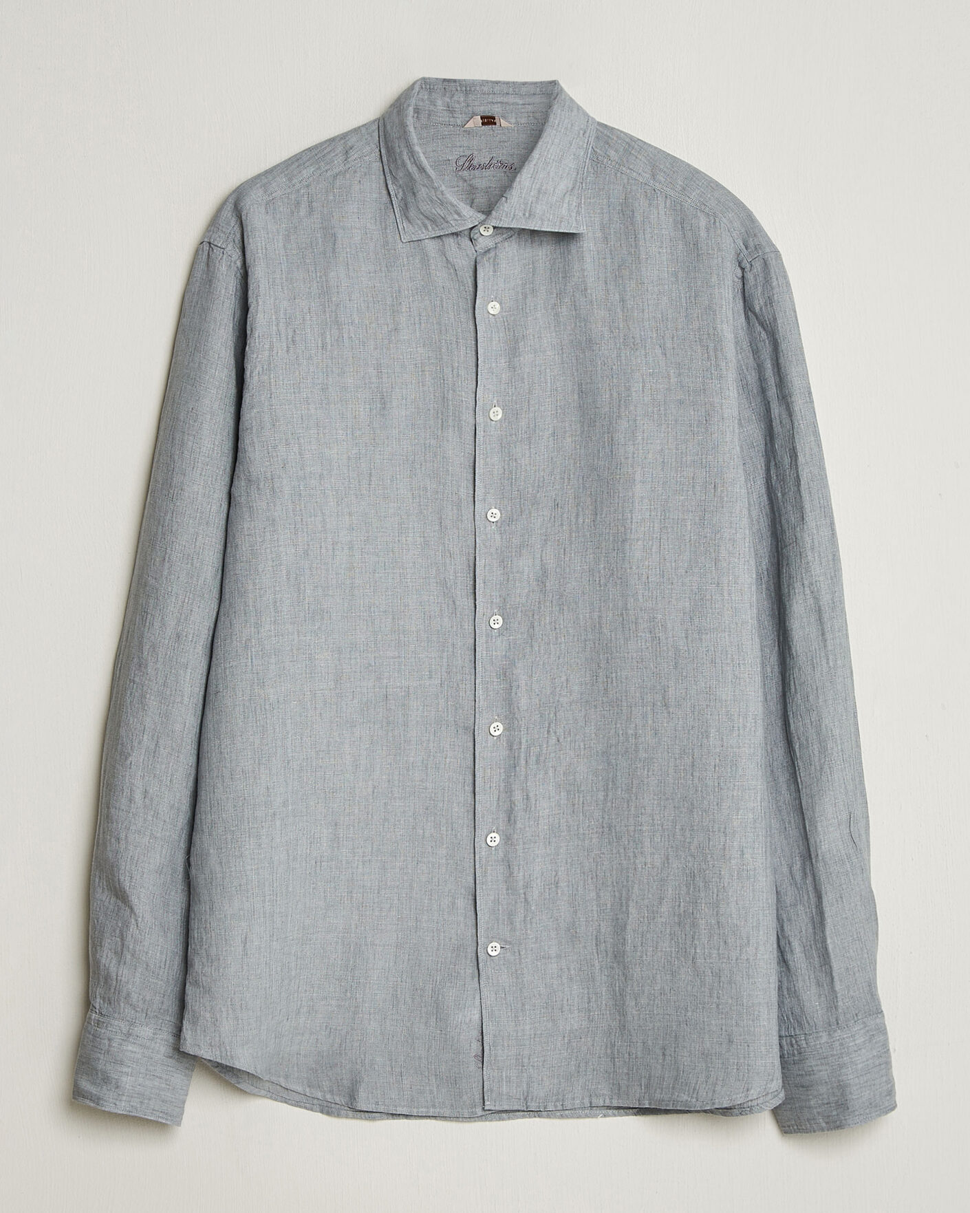 Mies | Kauluspaidat | Stenströms | Regular Fit Cut Away Linen Shirt Grey