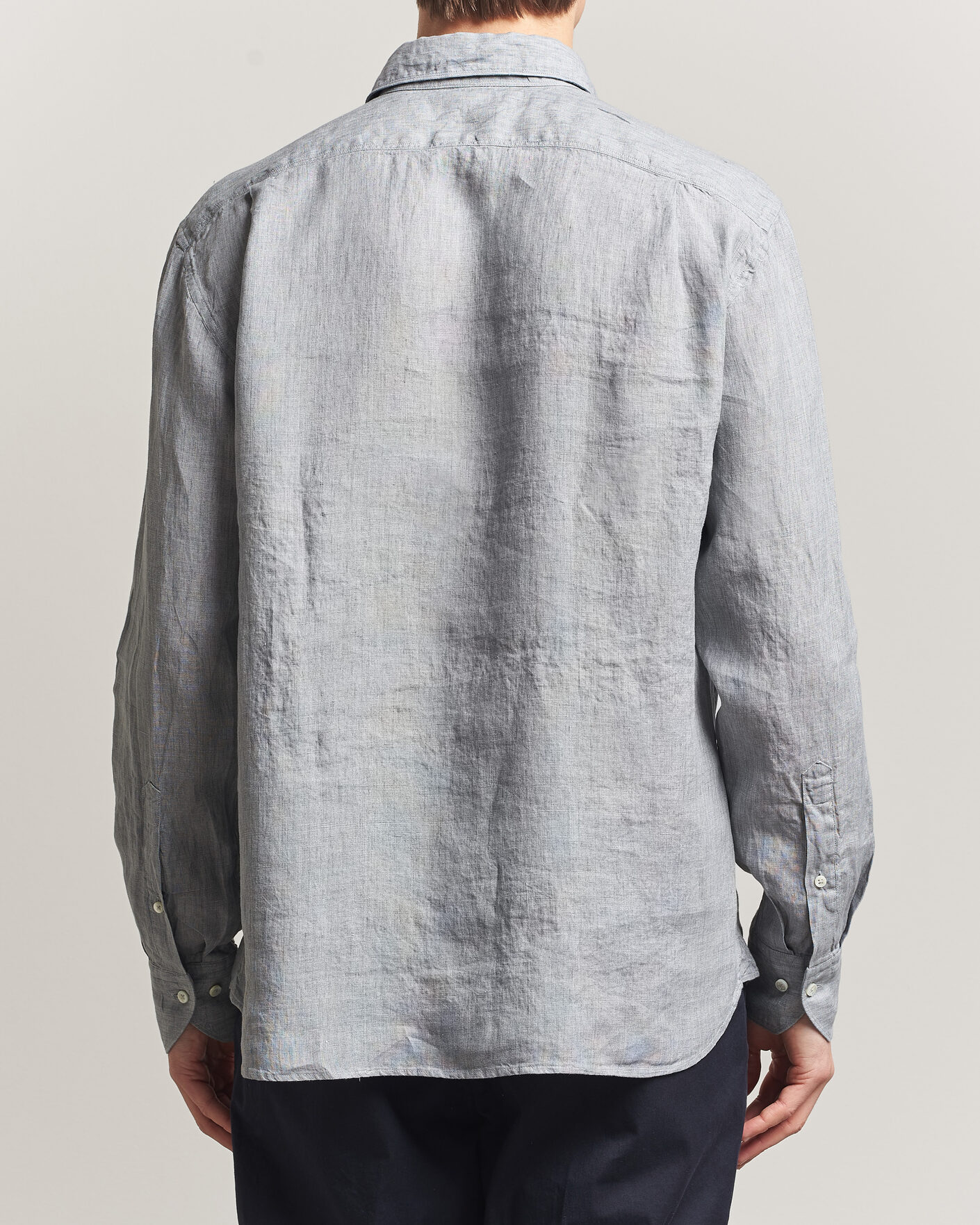 Mies | Kauluspaidat | Stenströms | Regular Fit Cut Away Linen Shirt Grey