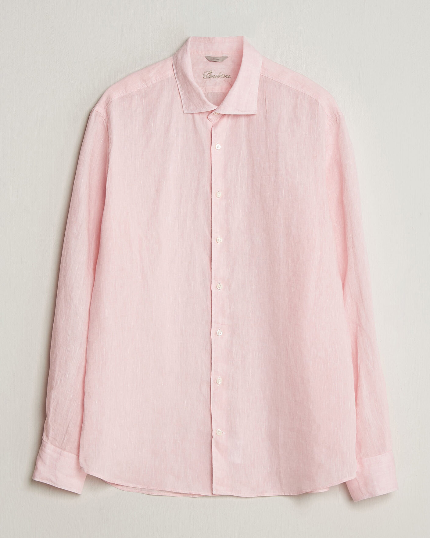 Mies | Kauluspaidat | Stenströms | Regular Fit Cut Away Linen Shirt Soft Pink