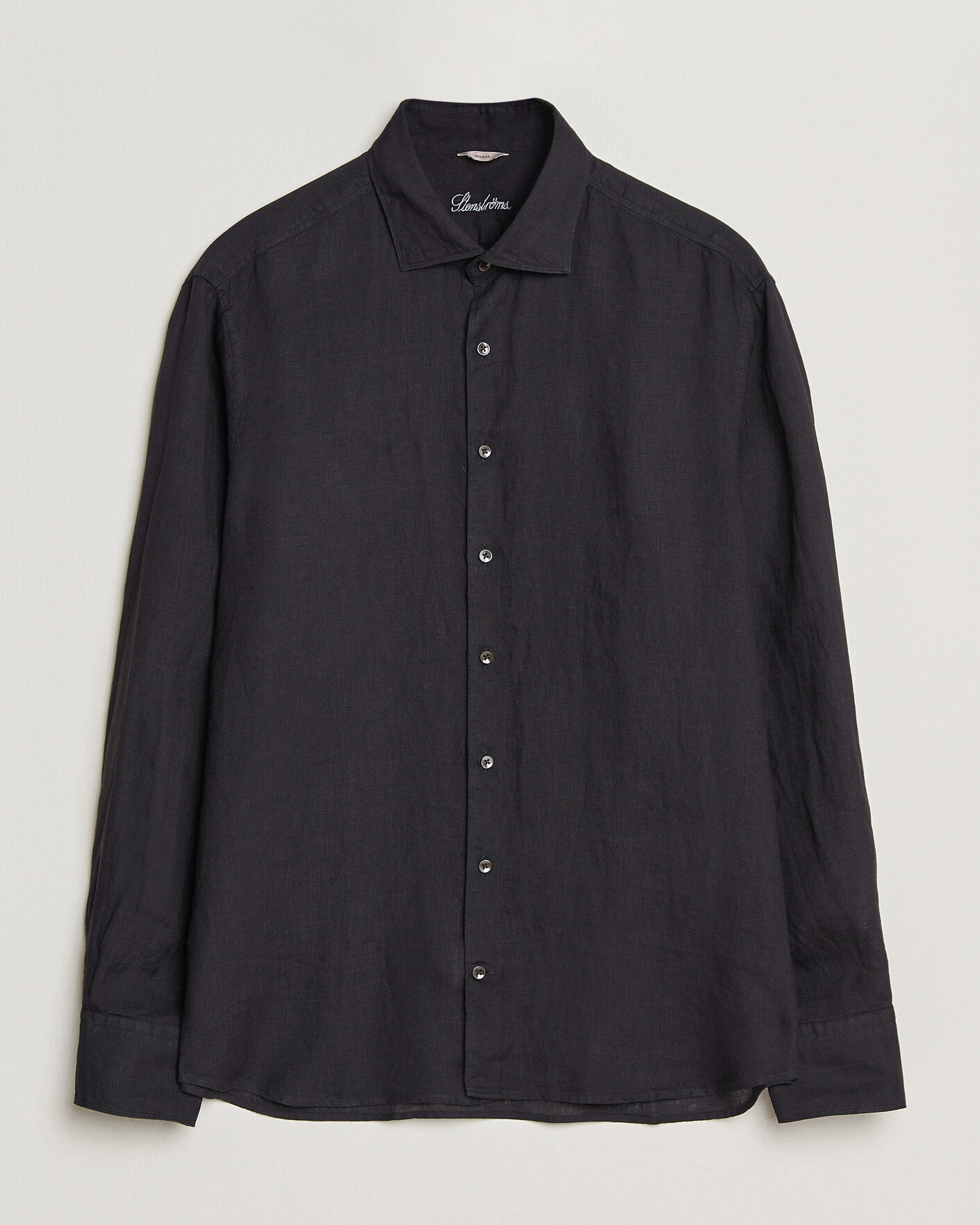 Mies | Kauluspaidat | Stenströms | Regular Fit Cut Away Linen Shirt Black