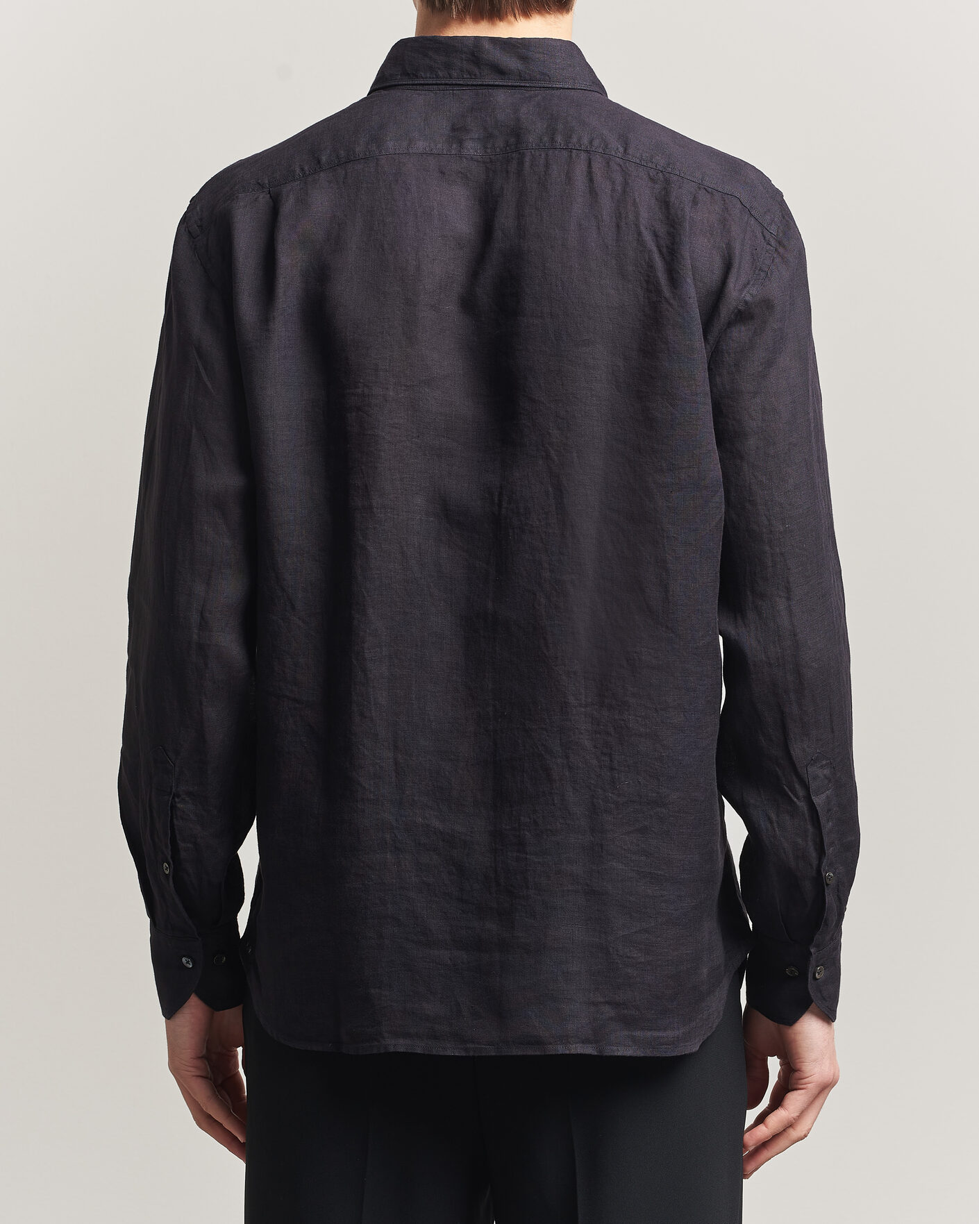 Mies | Kauluspaidat | Stenströms | Regular Fit Cut Away Linen Shirt Black