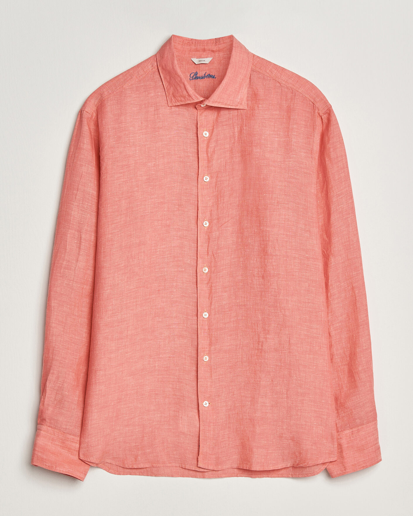 Mies | Kauluspaidat | Stenströms | Regular Fit Cut Away Linen Shirt Raspberry