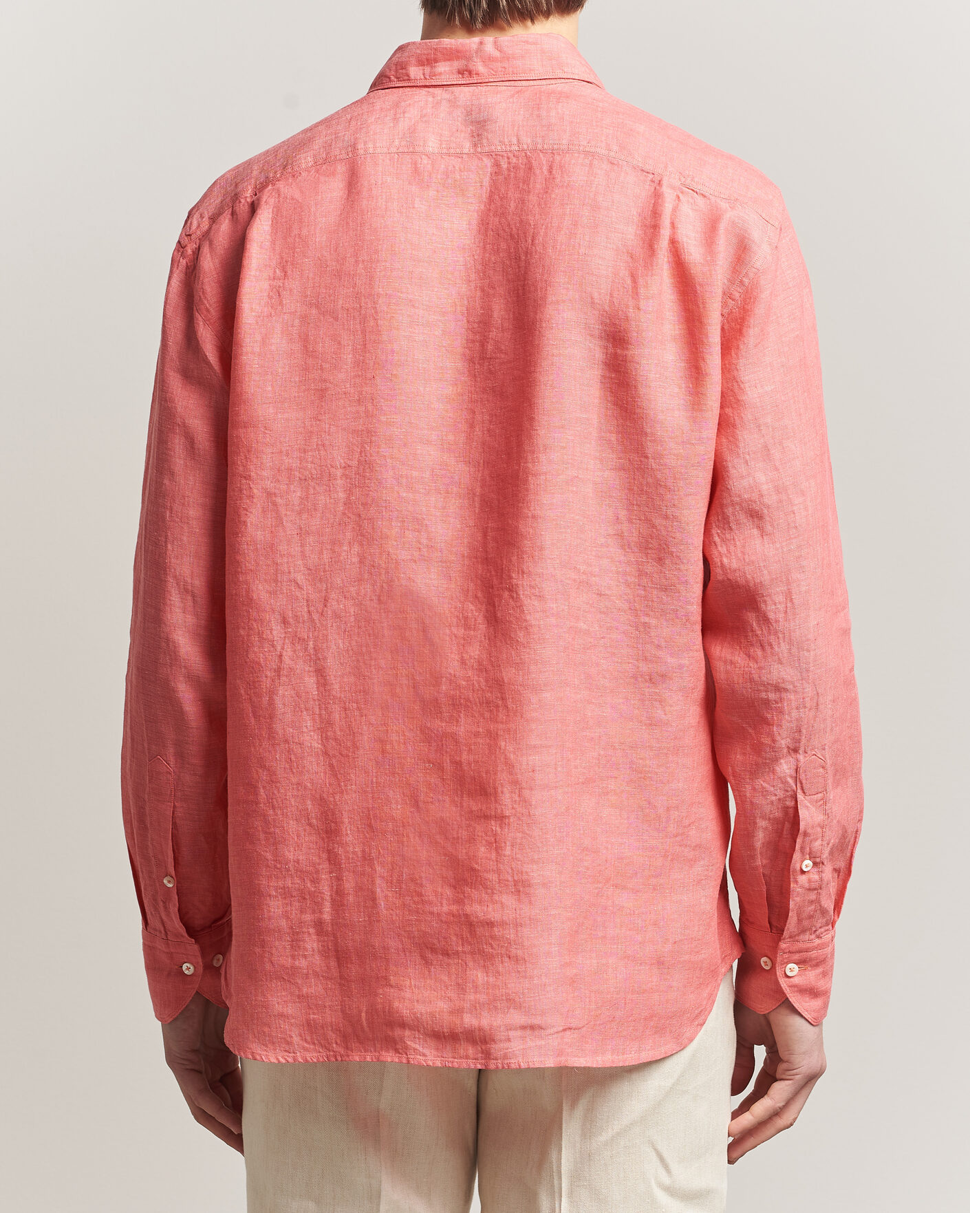 Mies | Kauluspaidat | Stenströms | Regular Fit Cut Away Linen Shirt Raspberry