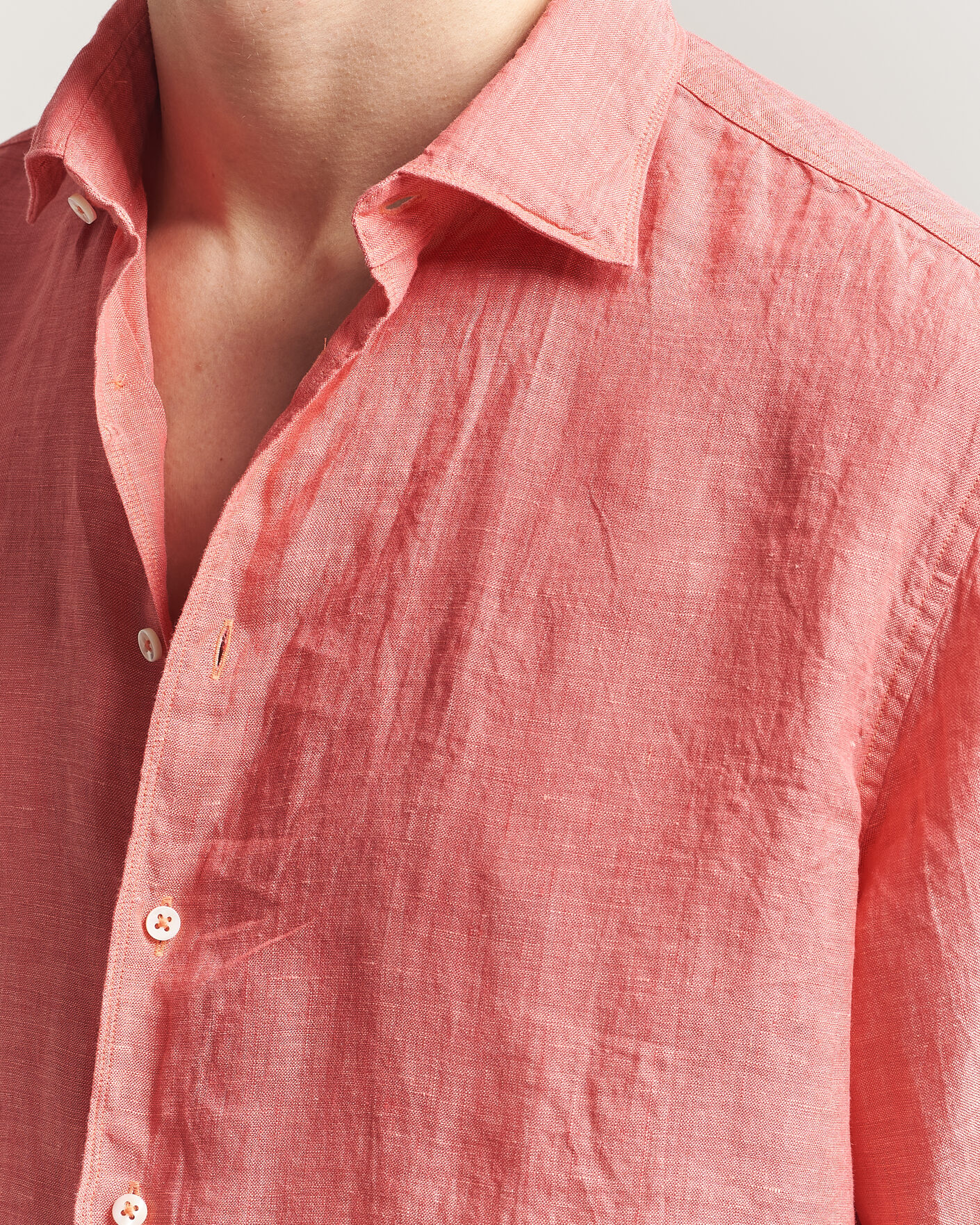 Mies | Kauluspaidat | Stenströms | Regular Fit Cut Away Linen Shirt Raspberry